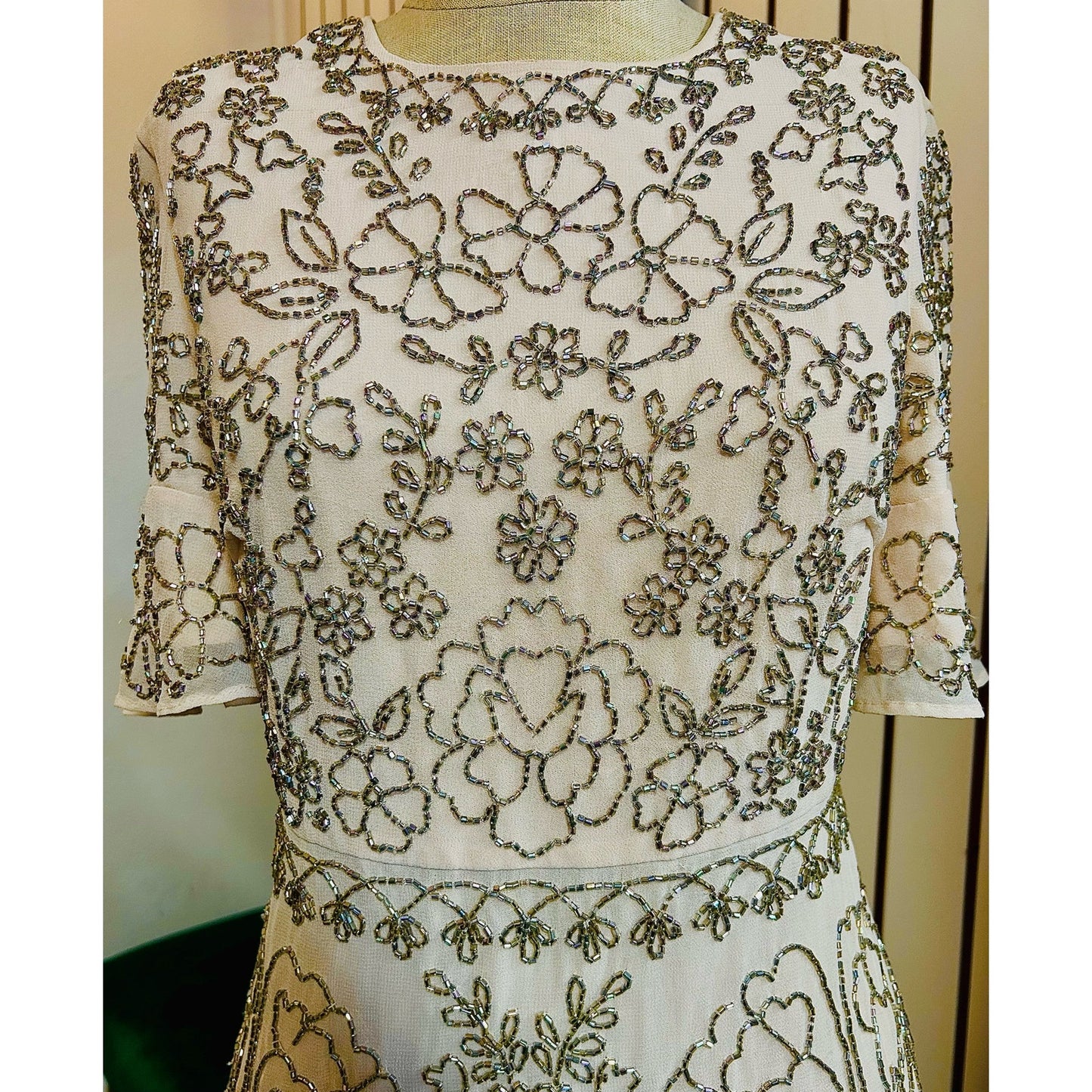 Needle & Thread Linear Motif Embellished Shift Dress Size 2