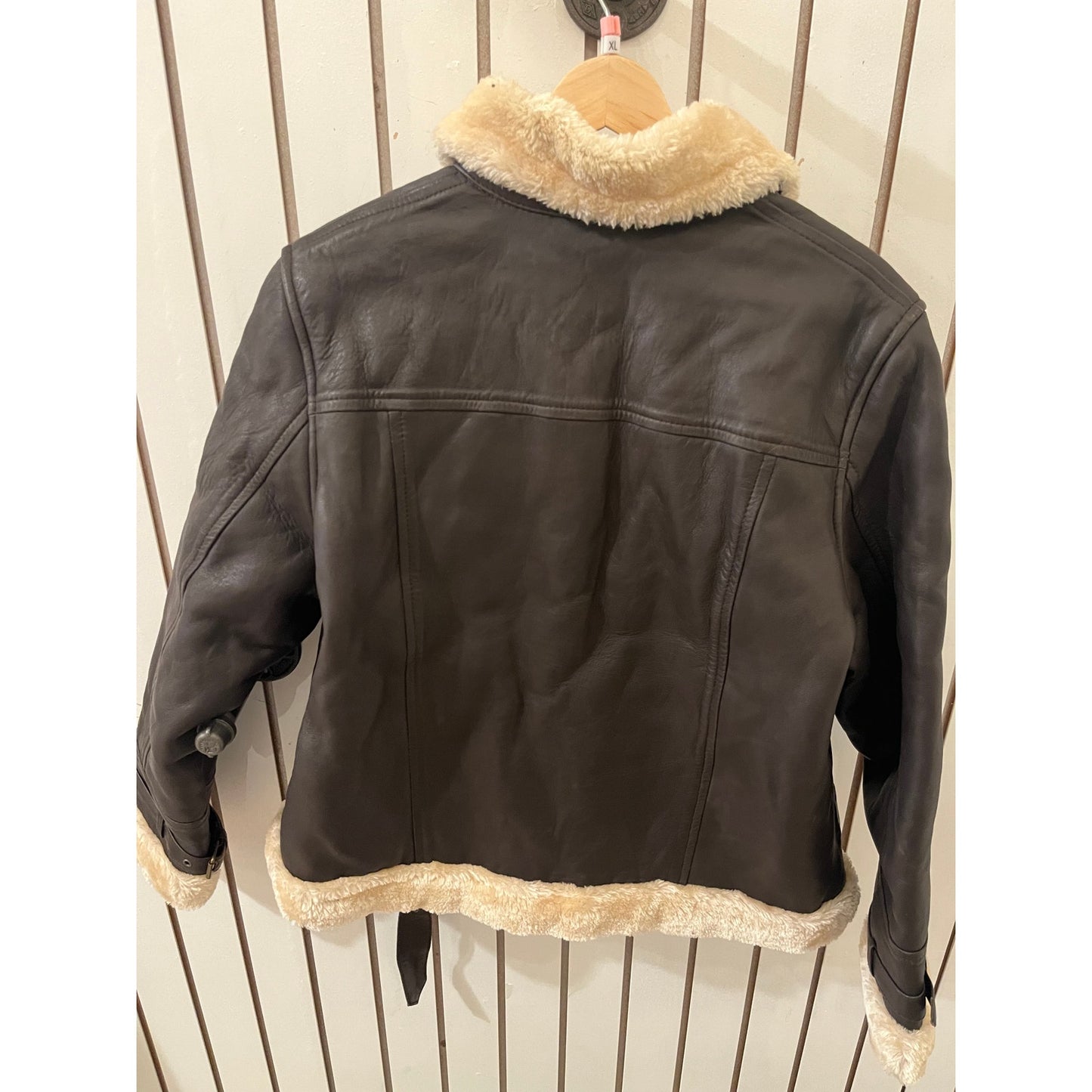 Angel Jackets Genuine Leather Gertrude Women Brown Sherling Jacket - XXXL (fits more like XL)