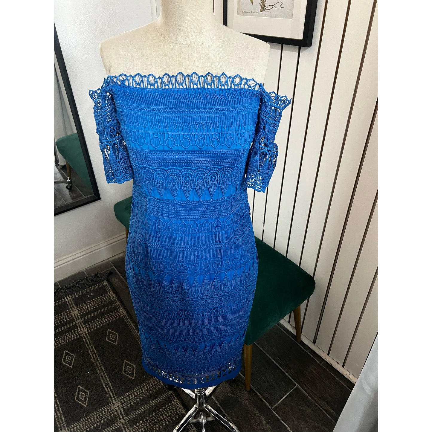 Saylor x Free People Mariah Blue Lace Midi Dress