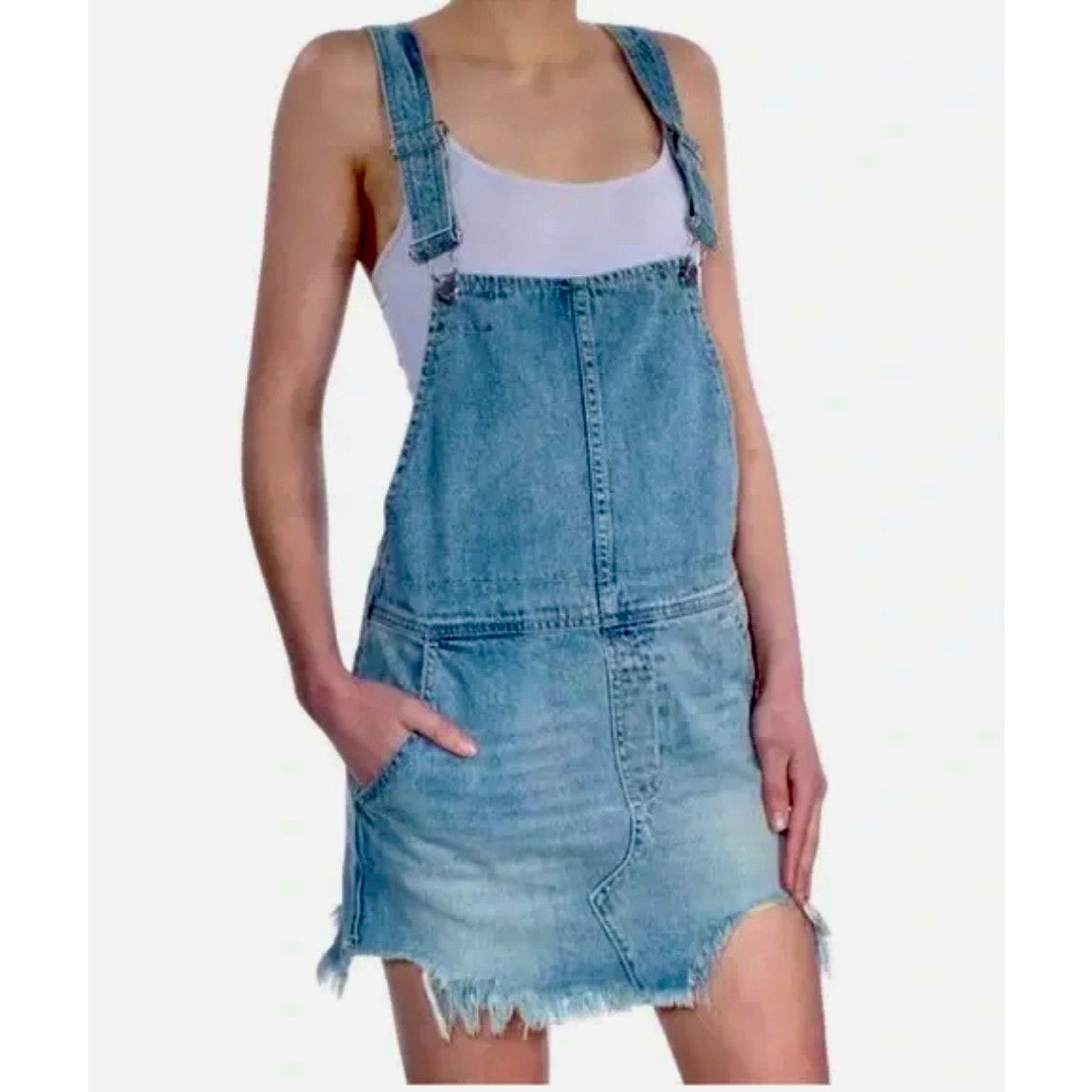 Free People Skirt Denim Overalls Size 0