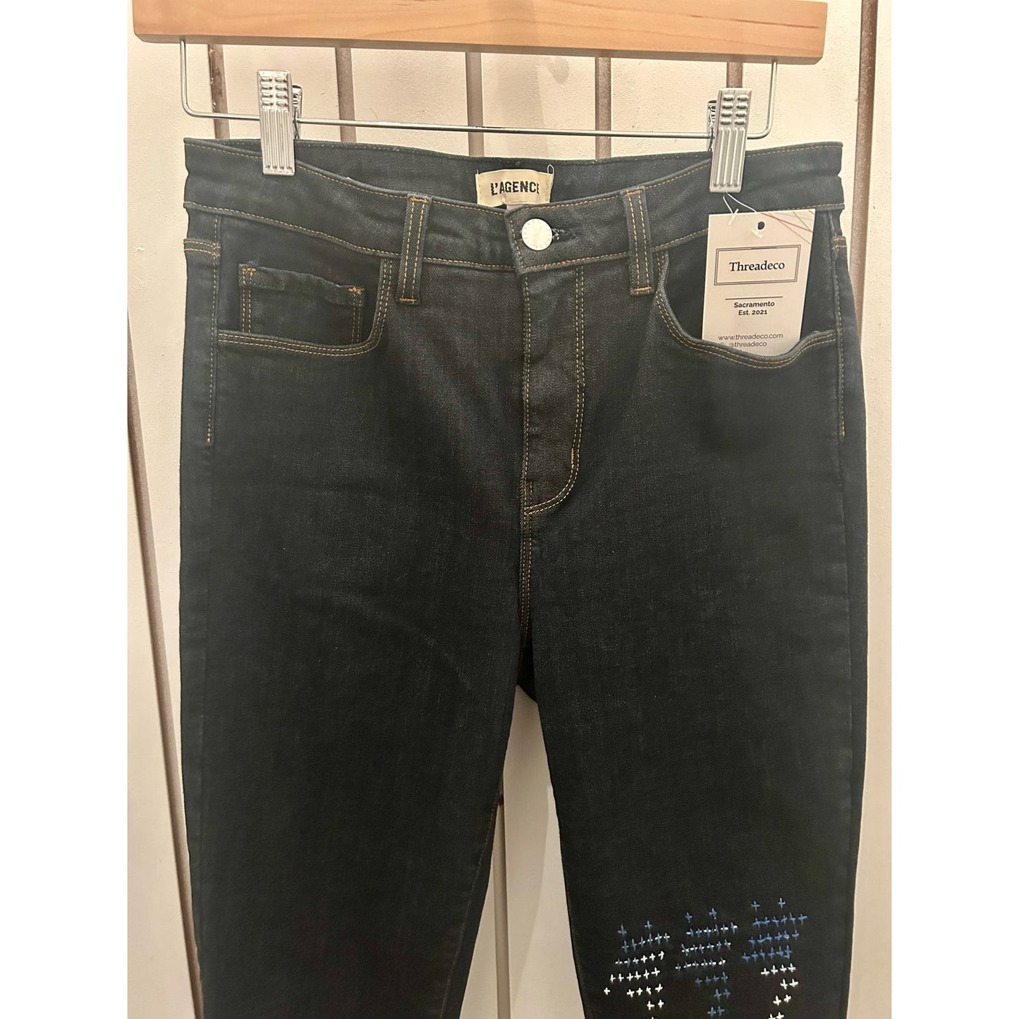 L’AGence Denim Jeans Size 25 Embroidered One of a Kind