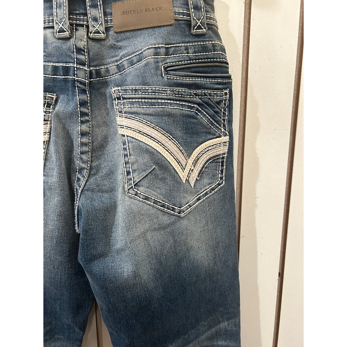 Buckle Black Embellished Denim One of a Kind