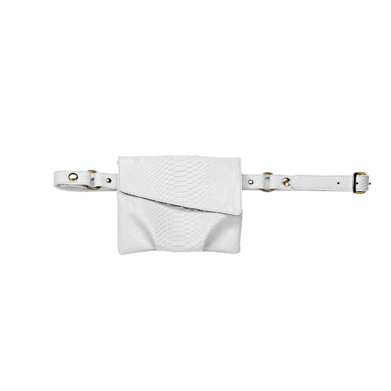 Magali White Vegan Snakeskin Hip Bag