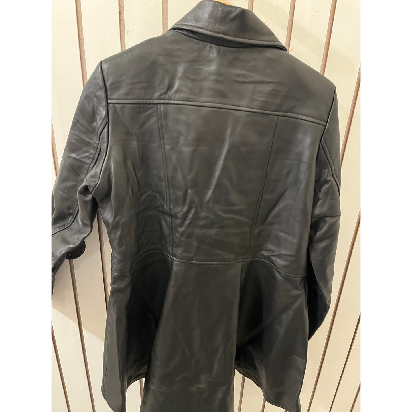 Decrum Genuine Leather Jacket - Clarissa Womens Black Asymmetrical Peplum - L