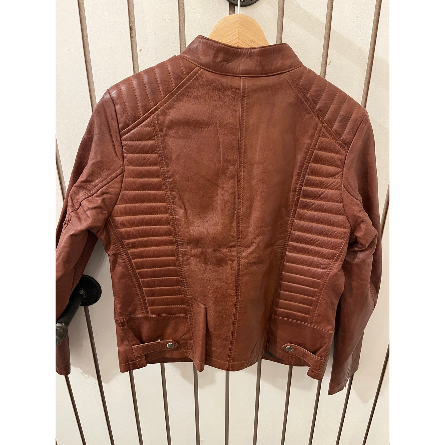 Decrum Genuine Leather Rachel Women Cognac Jacket With Removable Hood - M