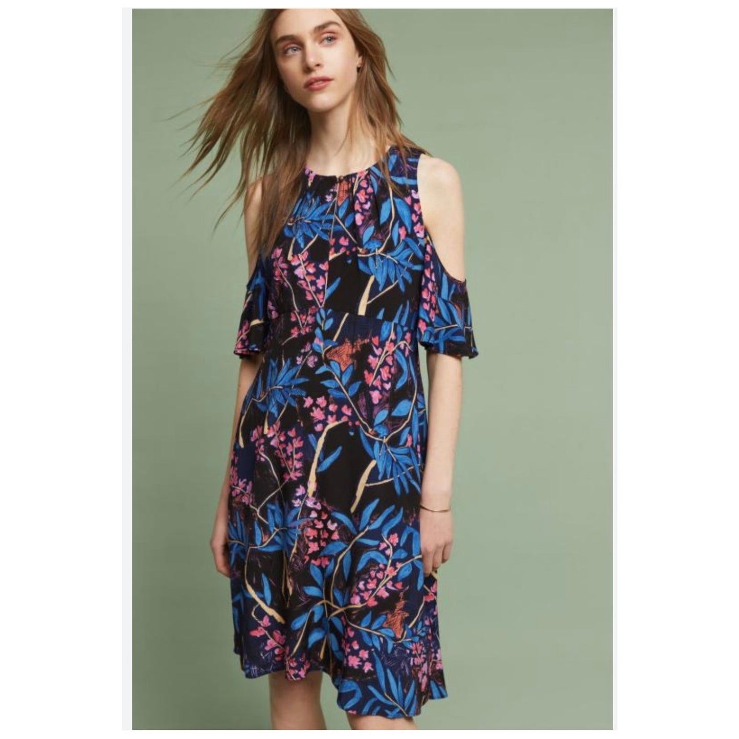 Anthropologie Maeve Elia Short Cold Shoulder Dress Size 4 NWOT