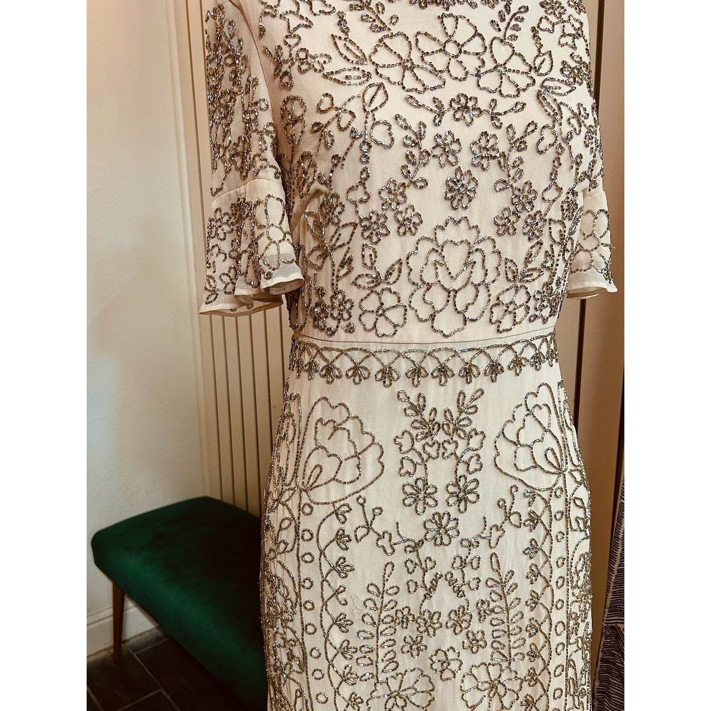 Needle & Thread Linear Motif Embellished Shift Dress Size 2