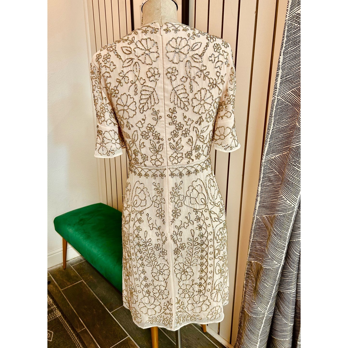 Needle & Thread Linear Motif Embellished Shift Dress Size 2