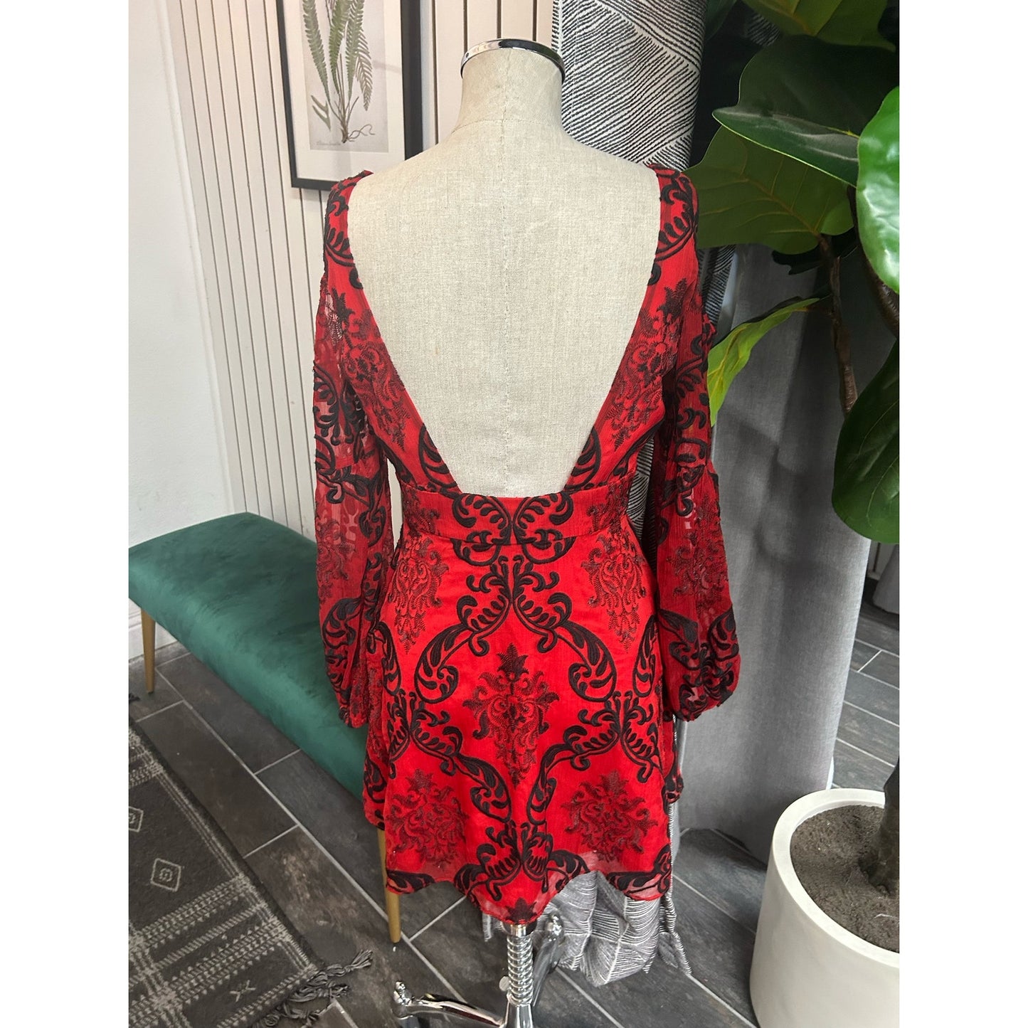 Free People Want to Want Me Mini Dress. Red/Black Size 4