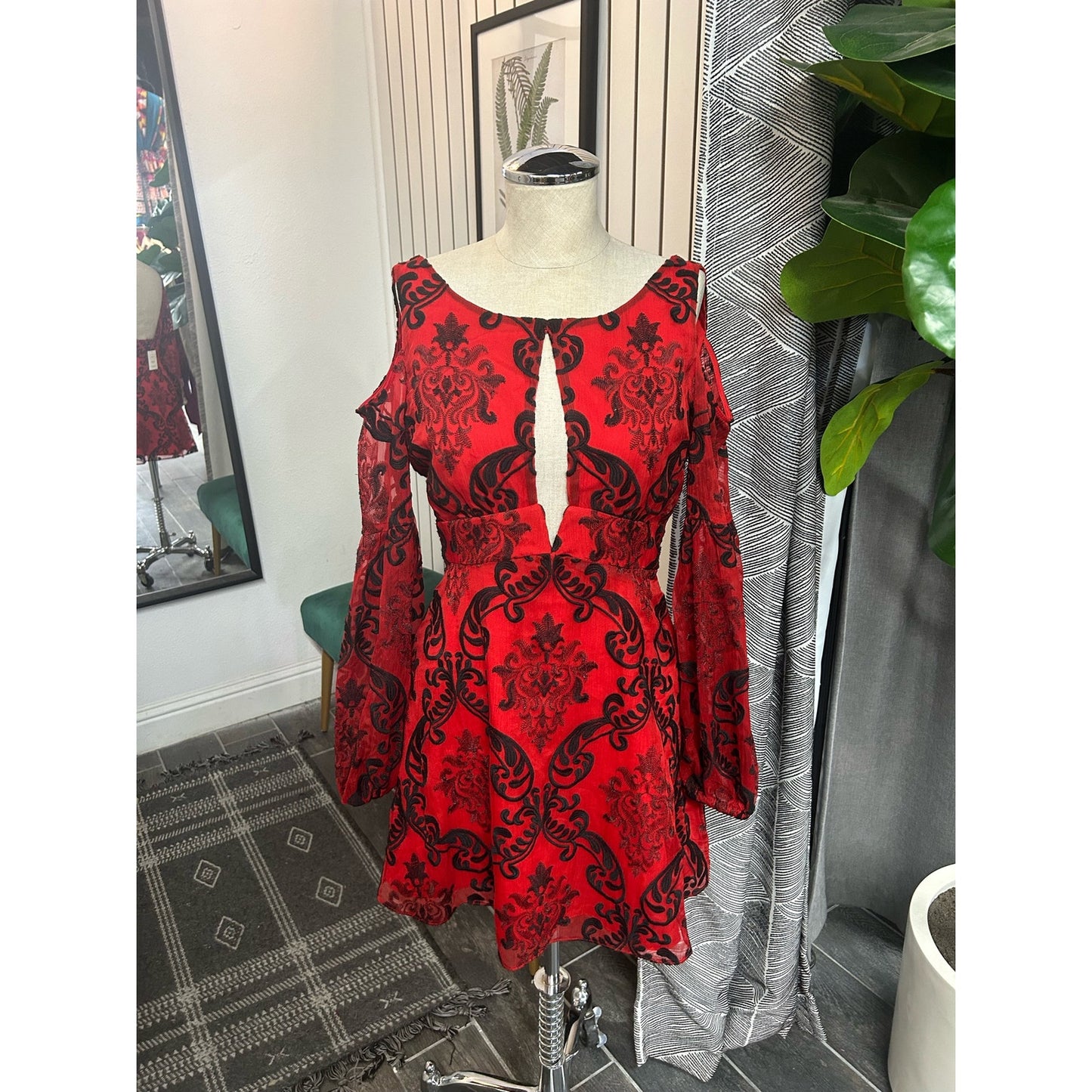 Free People Want to Want Me Mini Dress. Red/Black Size 4