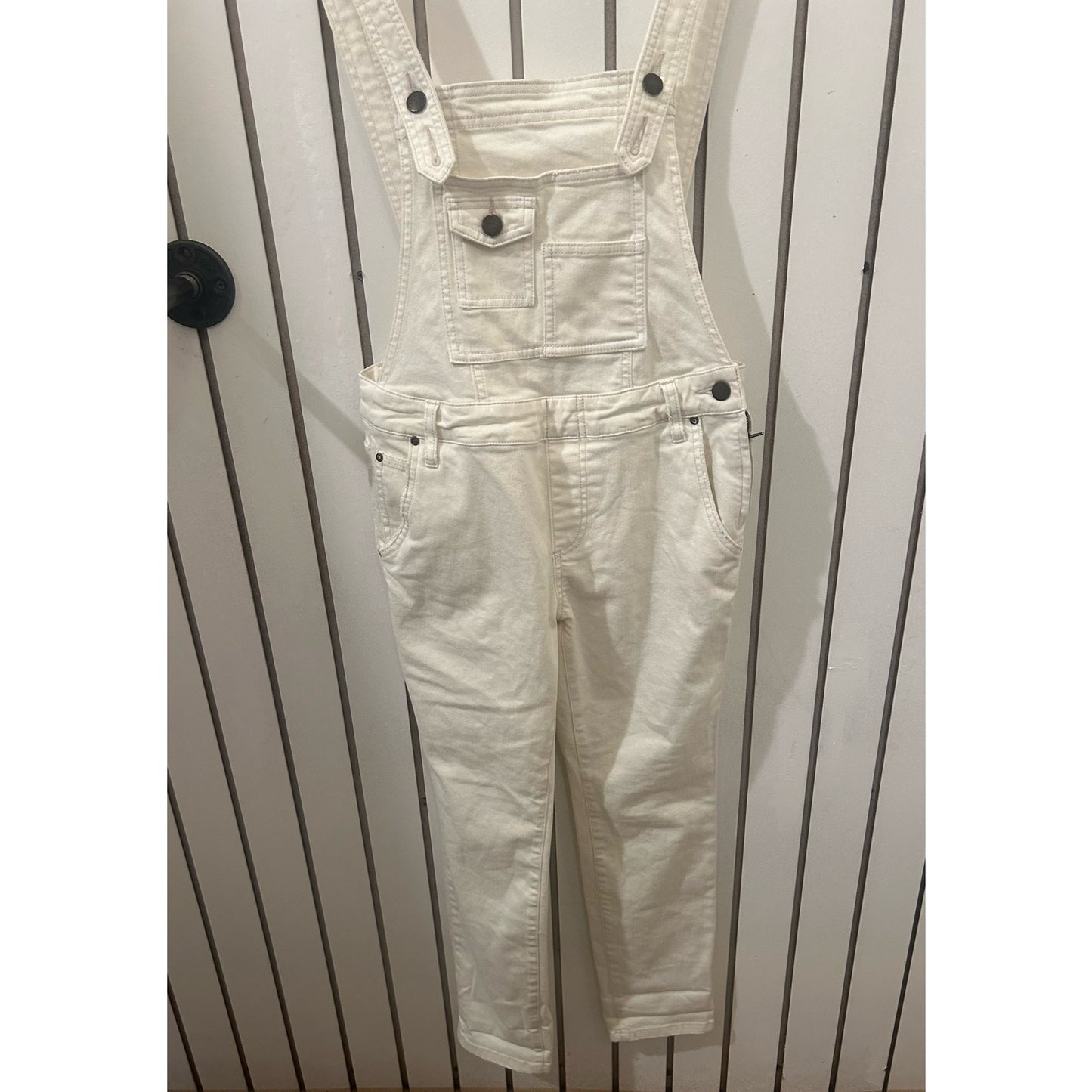 Free People Cream Overalls Size 27