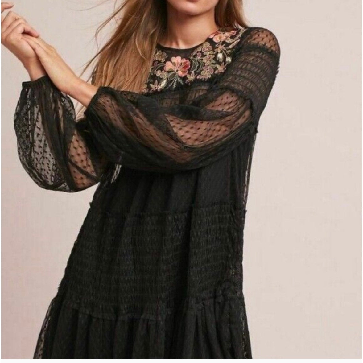 Maeve by Anthropologie Lace Embroidered Dress Size XSmall