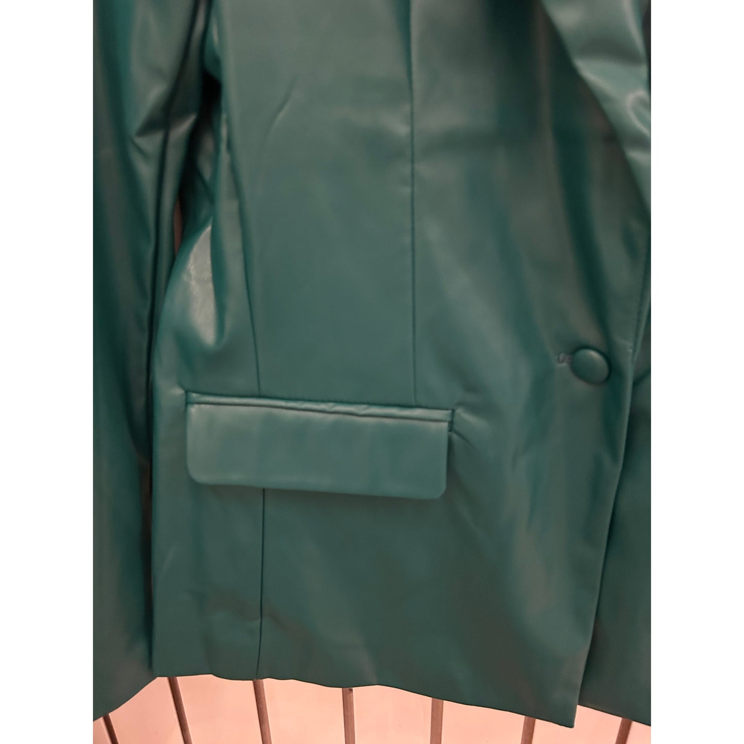 OnTwelfth Faux Green Leather Blazer