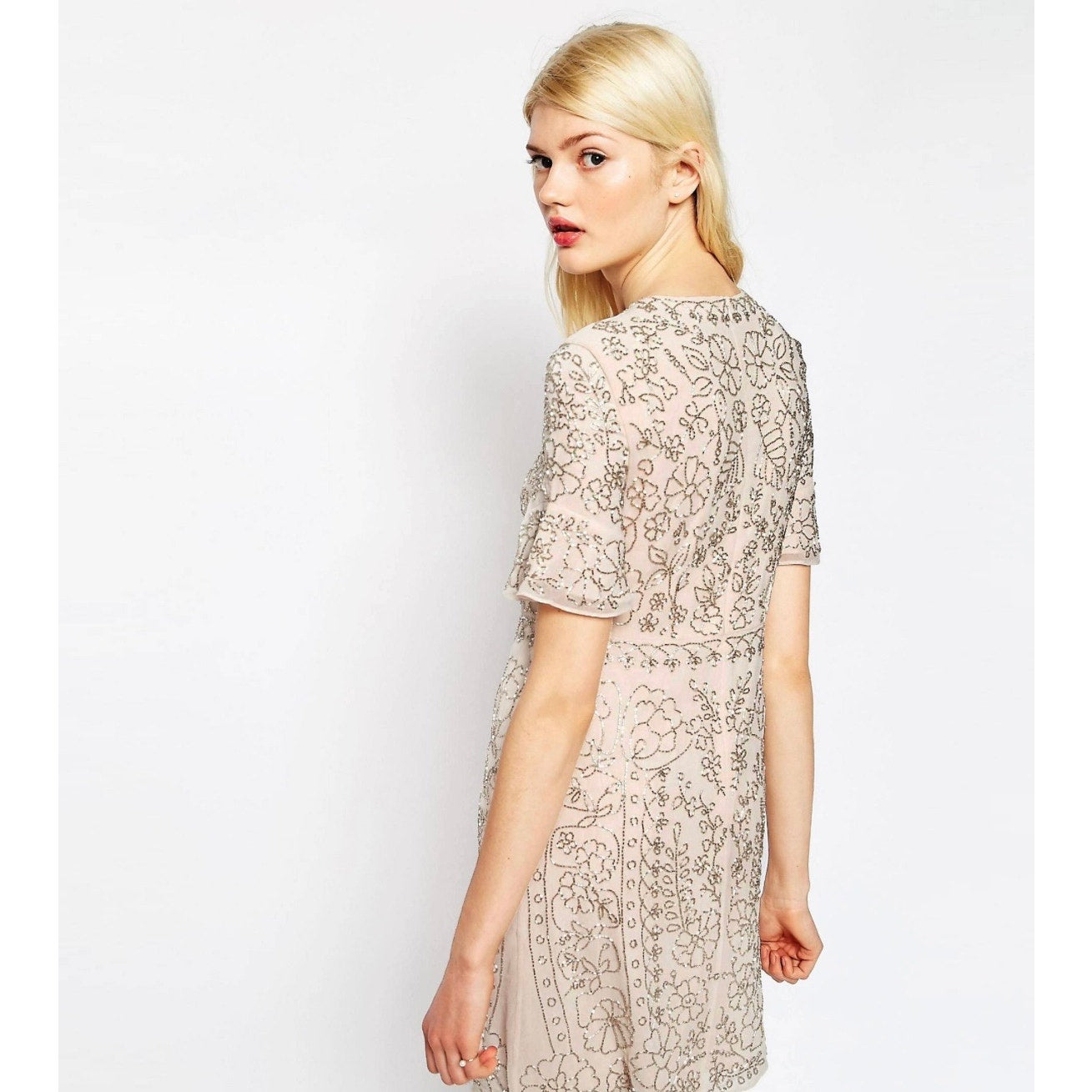 Needle & Thread Linear Motif Embellished Shift Dress Size 2