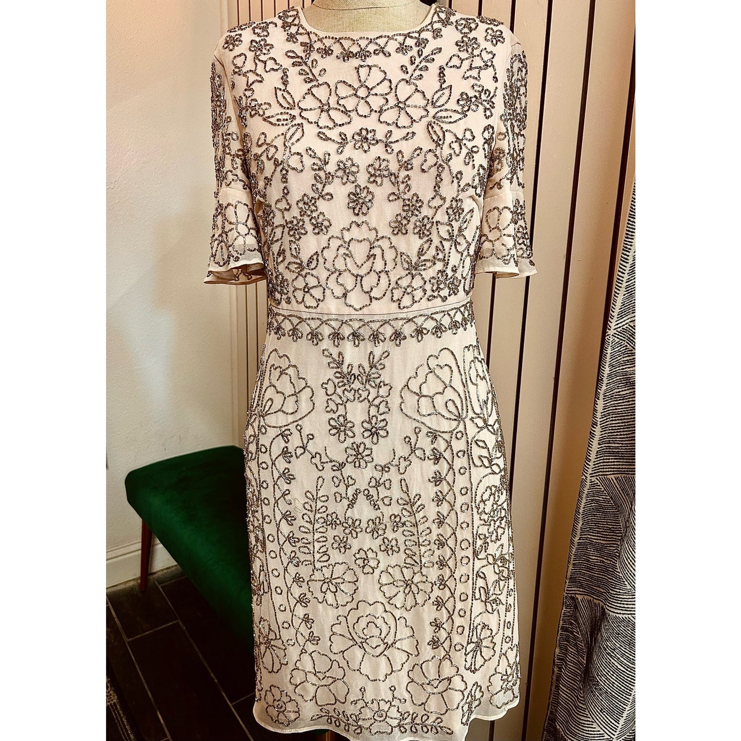 Needle & Thread Linear Motif Embellished Shift Dress Size 2