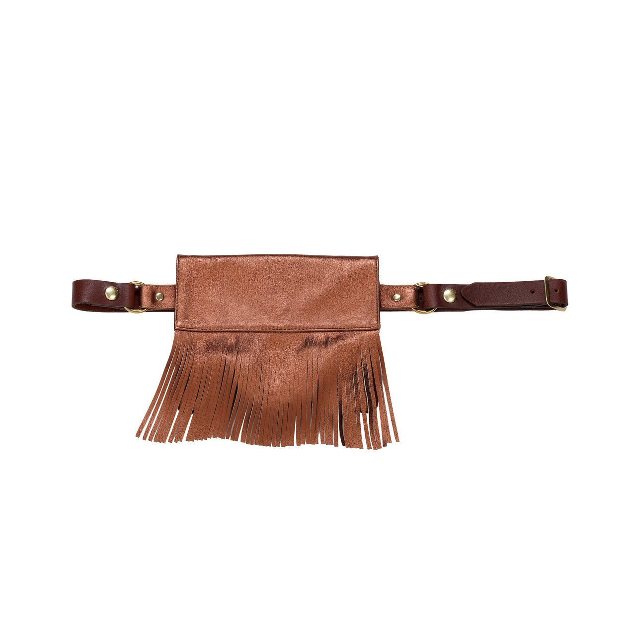 Magali Bronze Fringe Leather Hip Bag