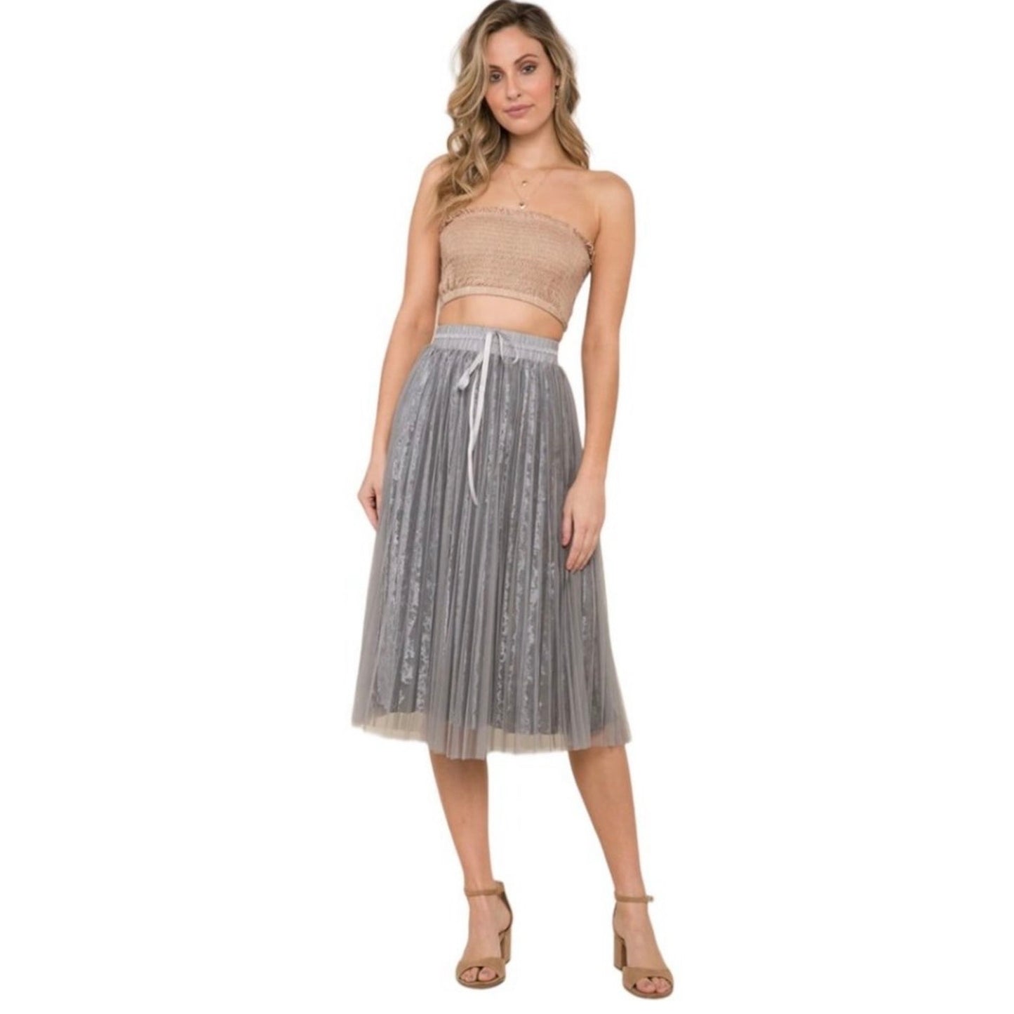 Raga Silver Mesh Skirt Size S NWT