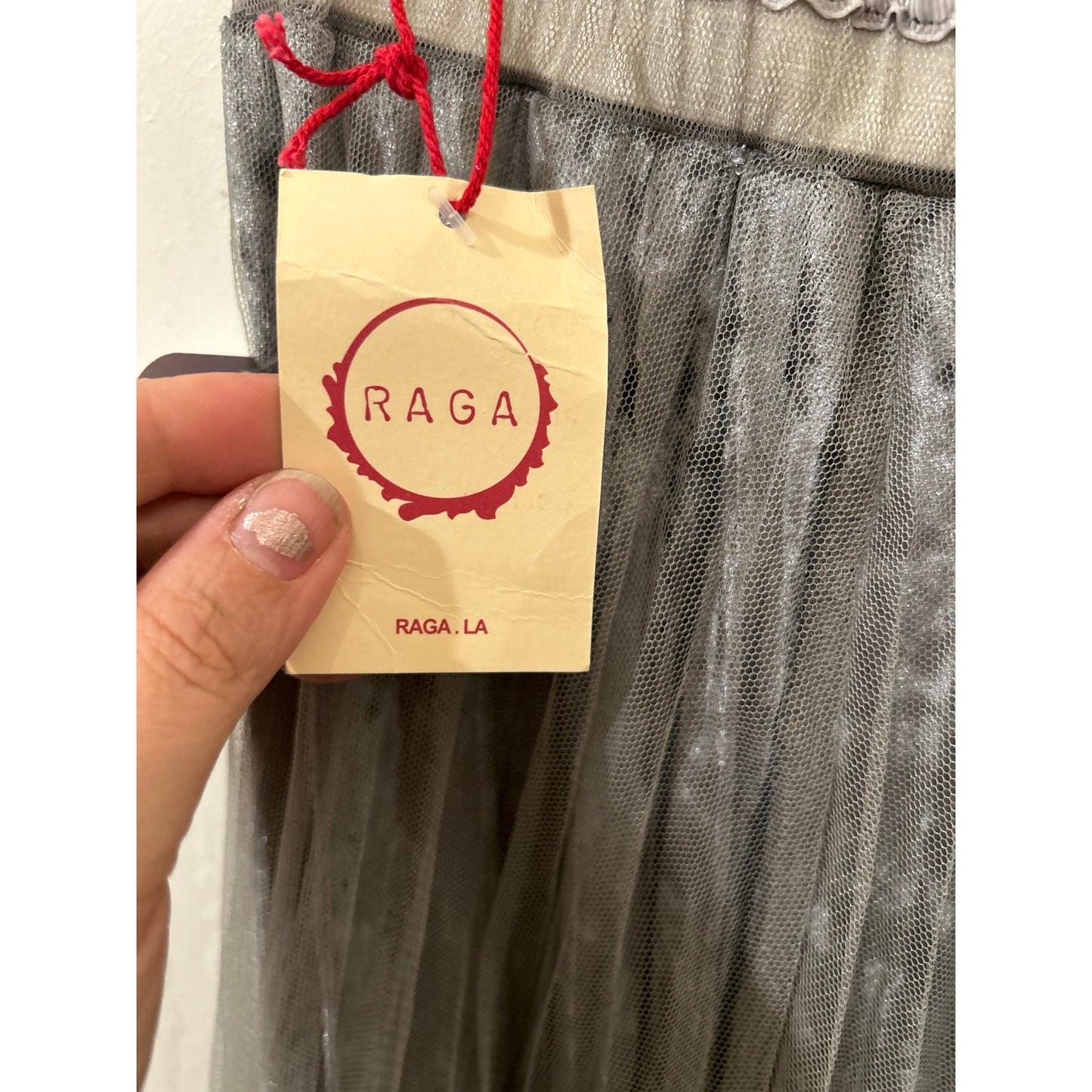 Raga Silver Mesh Skirt Size S NWT