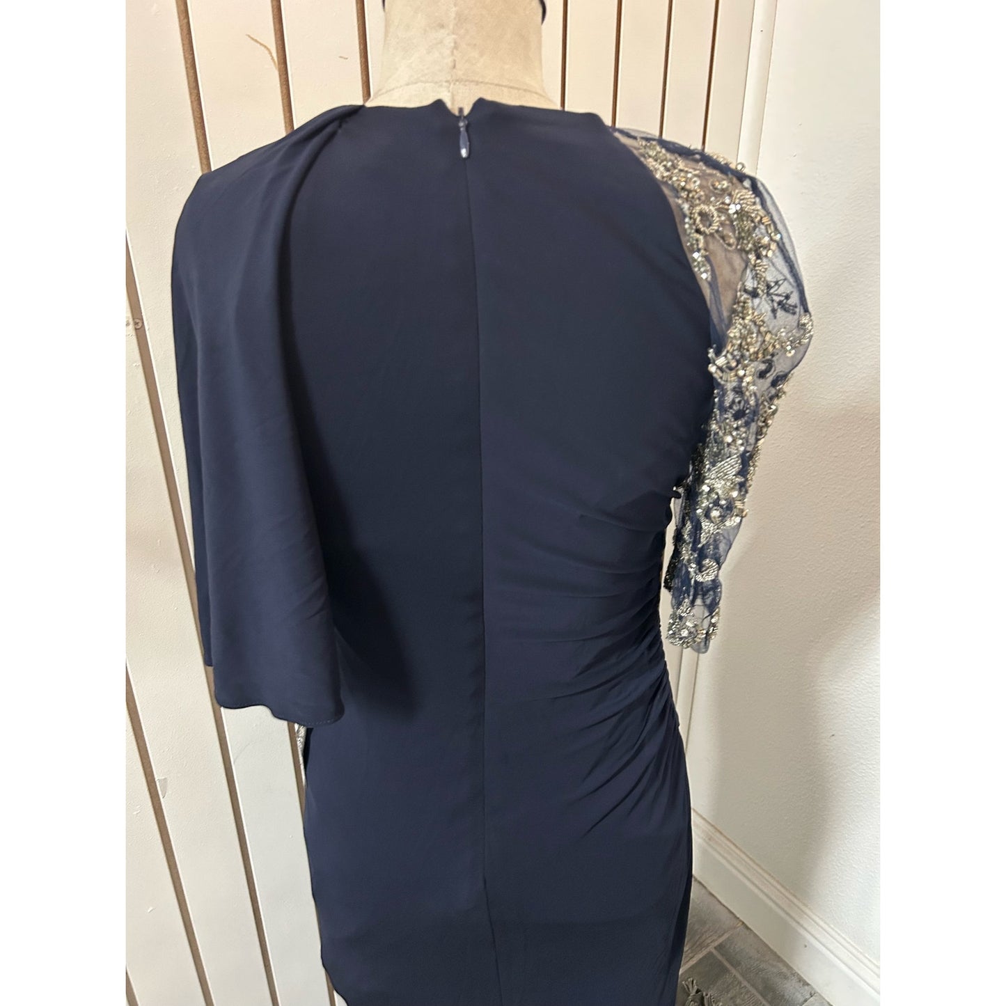 Badgley Mischka Formal Navy Blue Maxi Dress Size 2