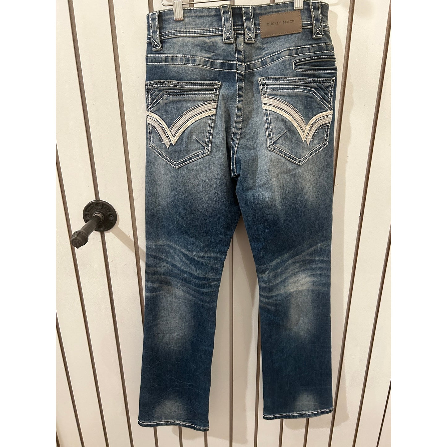 Buckle Black Embellished Denim One of a Kind