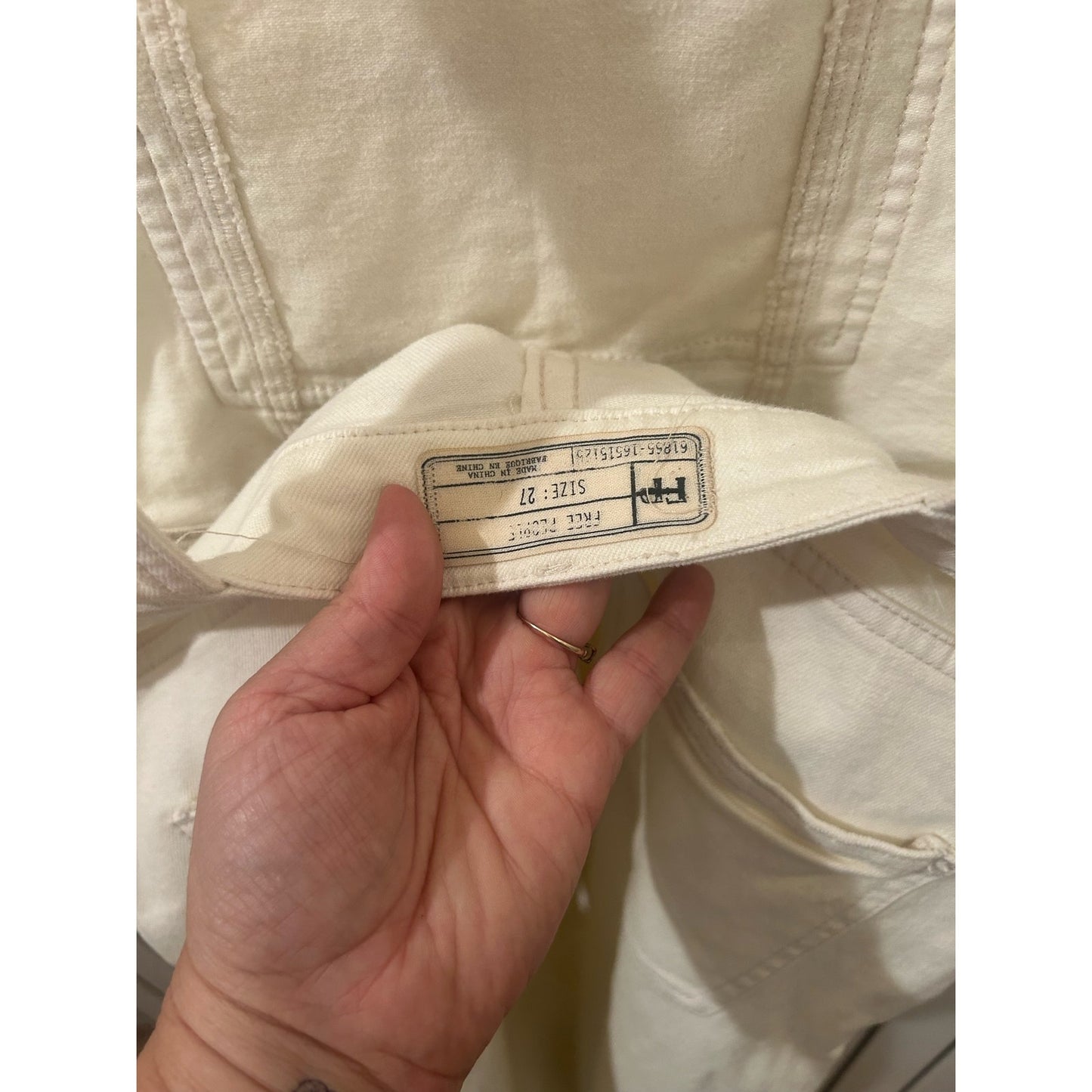 Free People Cream Overalls Size 27