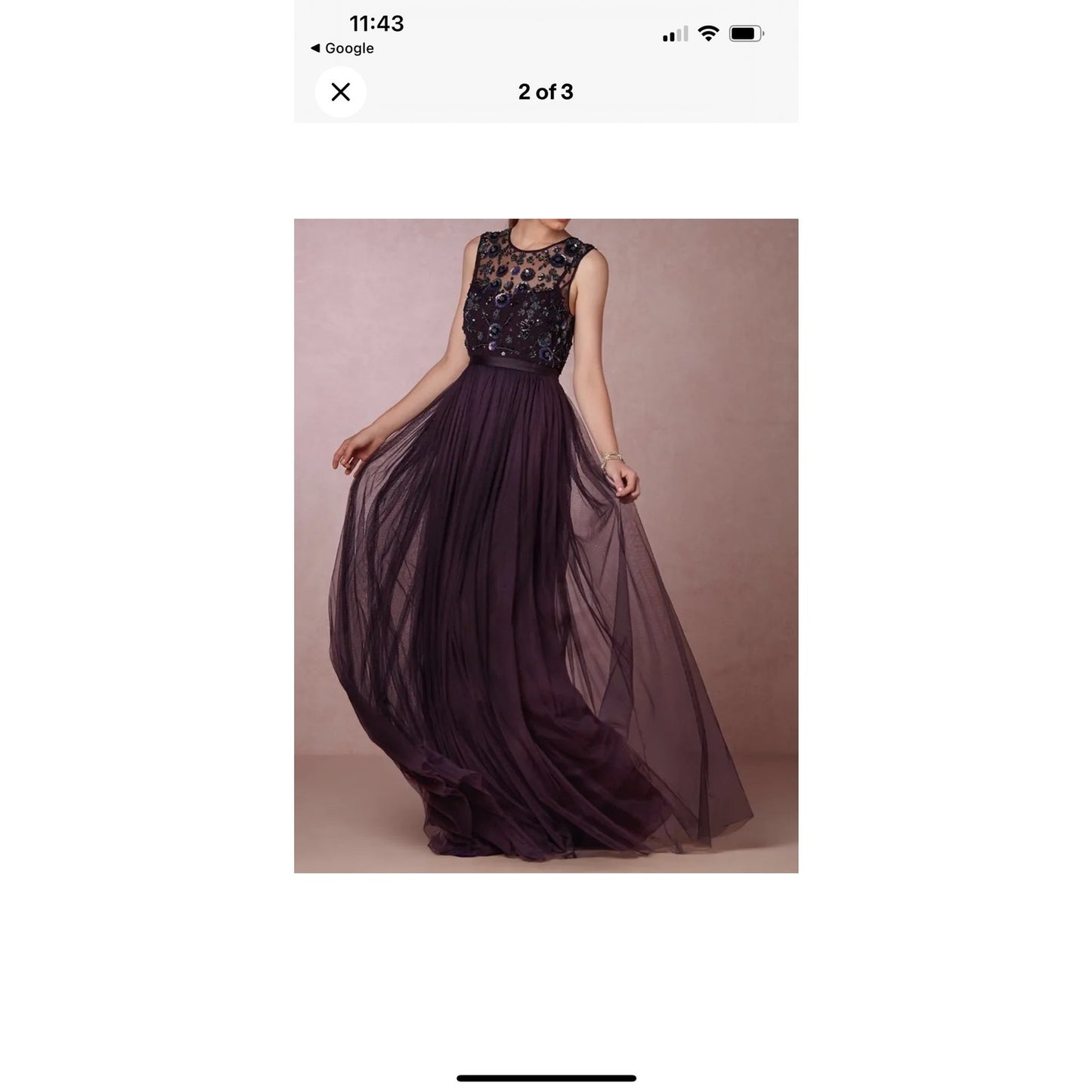 Needle & Thread Burgundy Beaded Mariel Aubrrgine Sequin Maxi Dress Size 2