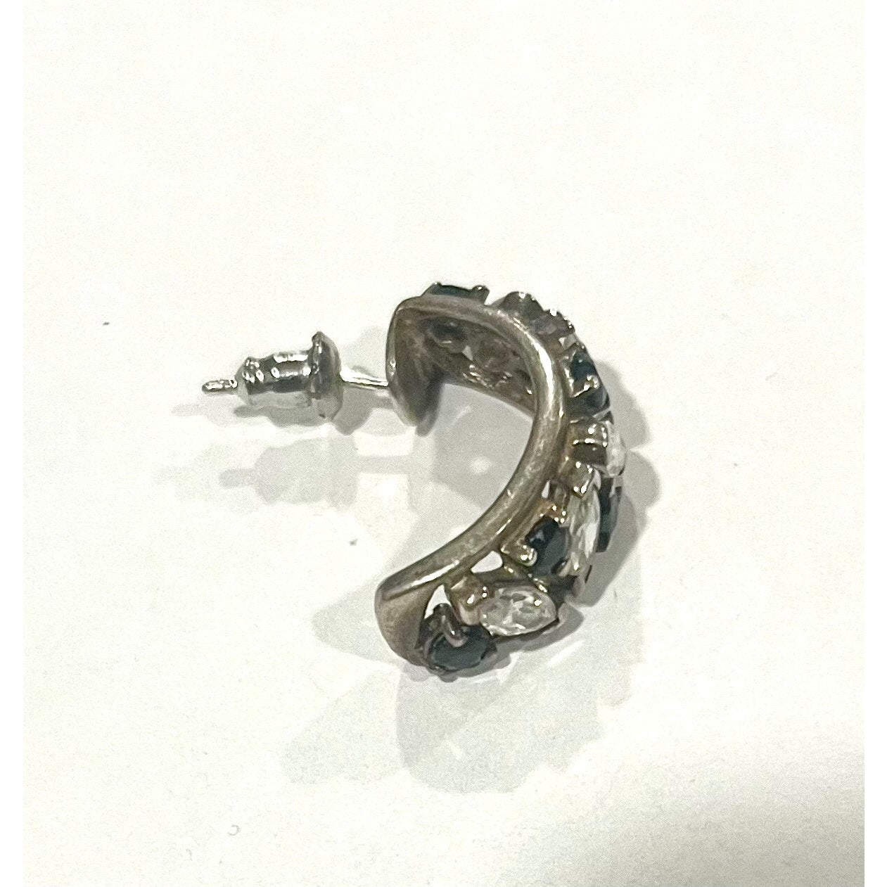 Sterling Silver Sapphire and CZ Earrings