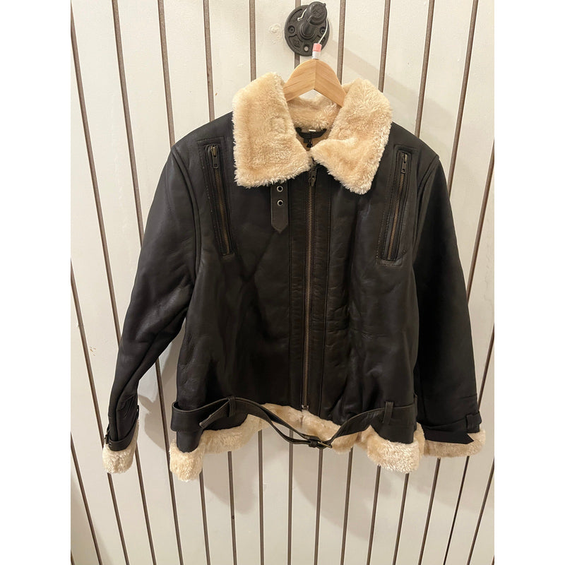 Angel Jackets Genuine Leather Gertrude Women Brown Sherling Jacket - XXXL