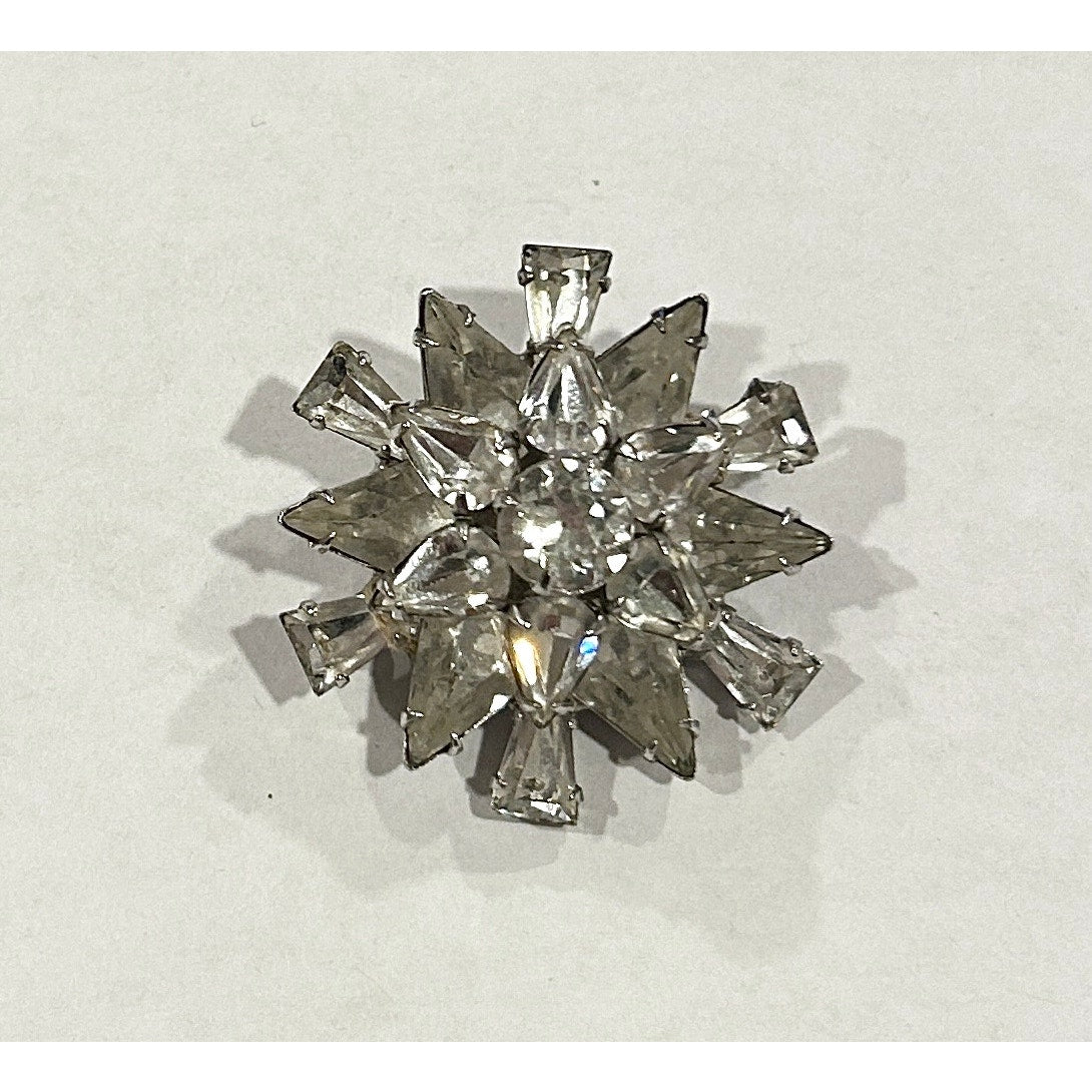 Vintage Clear Starburst Rhinestone Brooch