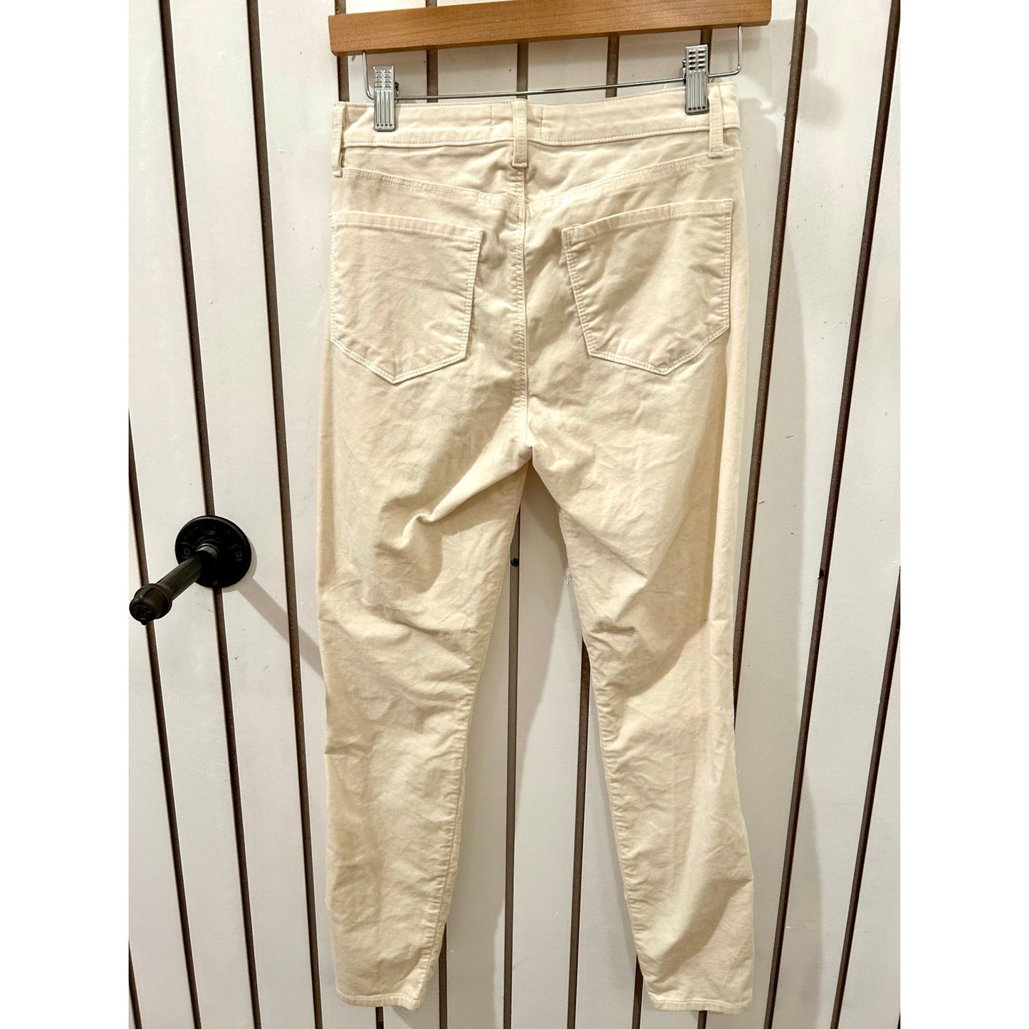 L’Agence Velvet Cream Pants with Pearl Detail Size 25