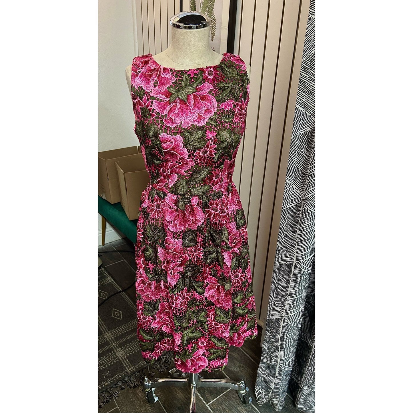Anthropologie x Eri + Ali Laila Floral Dress Green and Pink NWOT