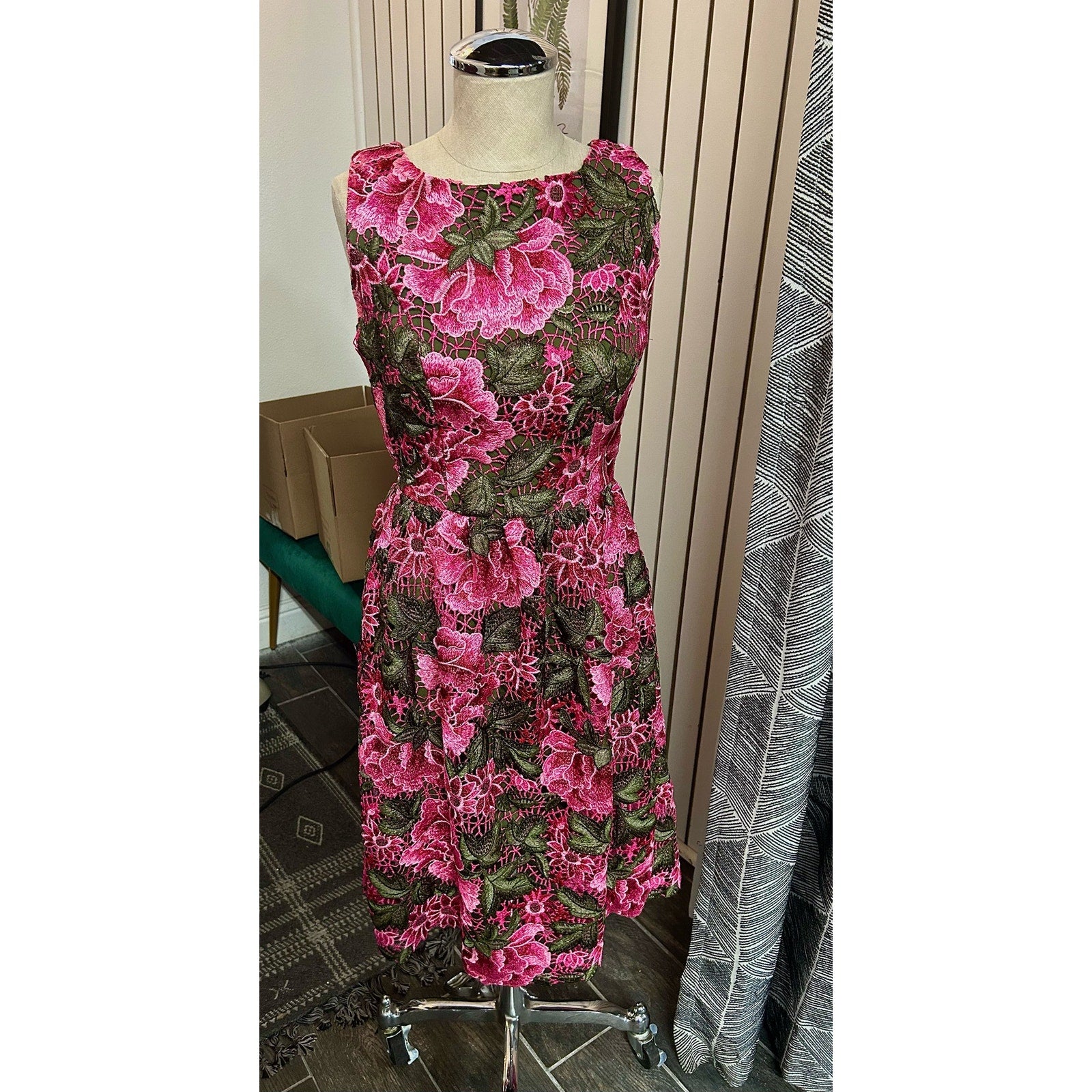 Anthropologie x Eri + Ali Laila Floral Dress Green and Pink Threadeco Anthropologie x Eri + Ali Laila Floral Dress Green and Pink Threadeco