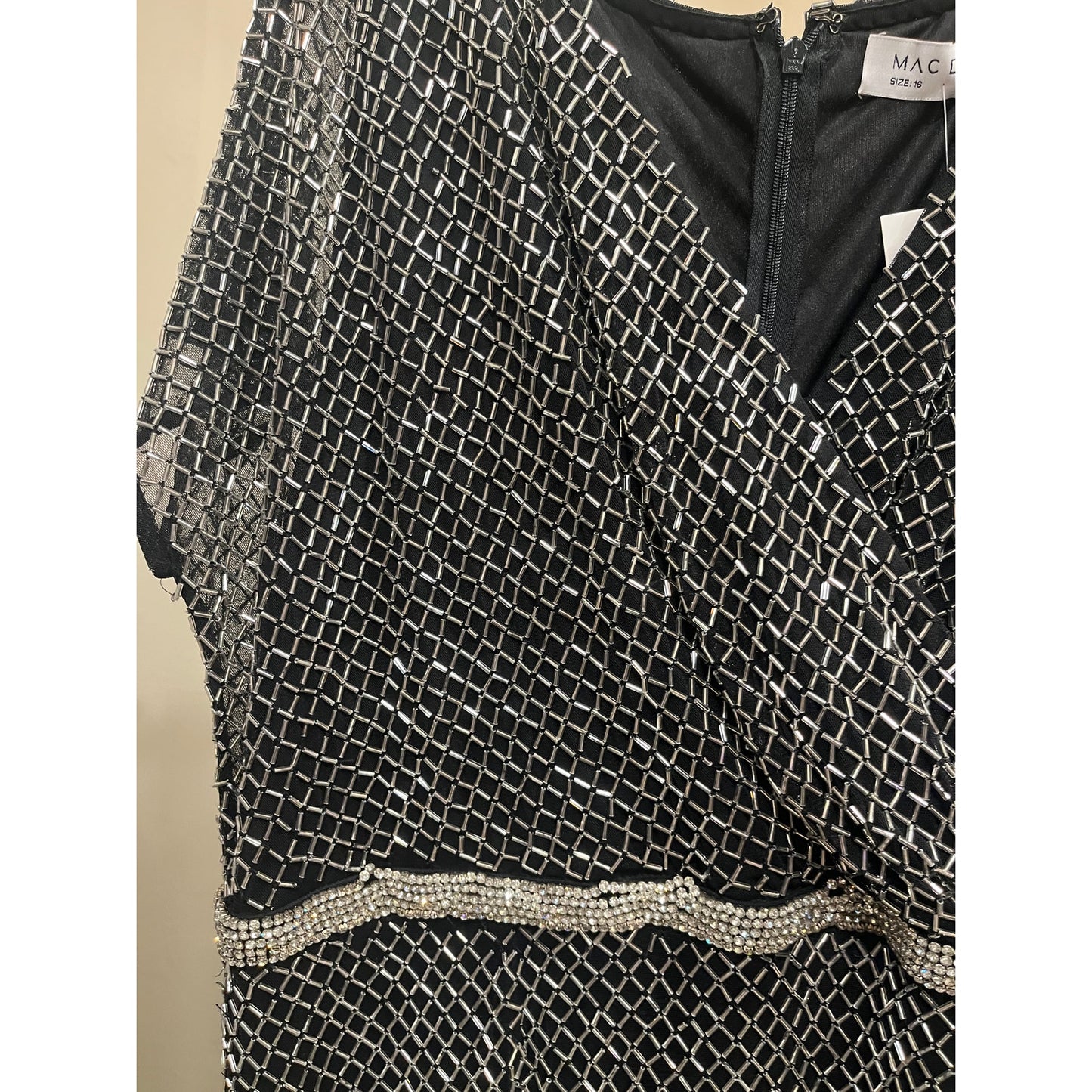 Mac Duggal Black and Silver Style 93787 Size 16 NWT