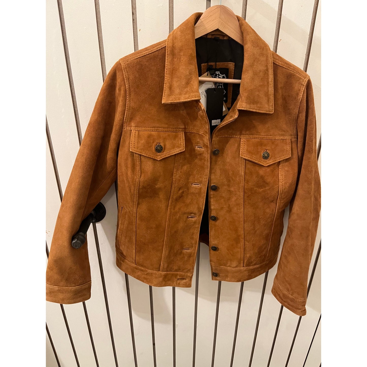 Decrum Fernando Trucker Womens Genuine Suede Jacket Light Brown - Size S