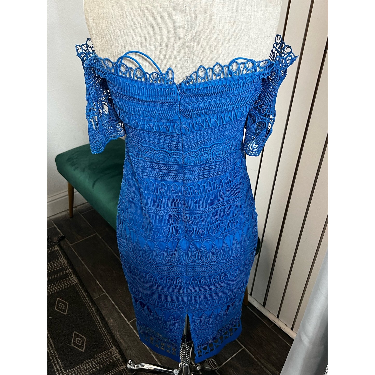 Saylor x Free People Mariah Blue Lace Midi Dress