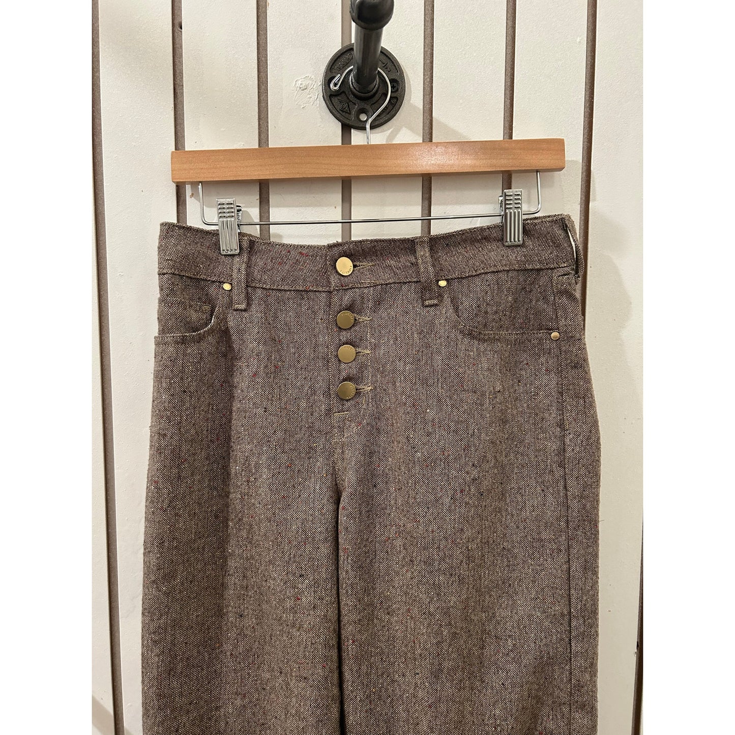 Fidelity Brown Tan Speckled Gold Crop Wide Leg Pants Size 27"