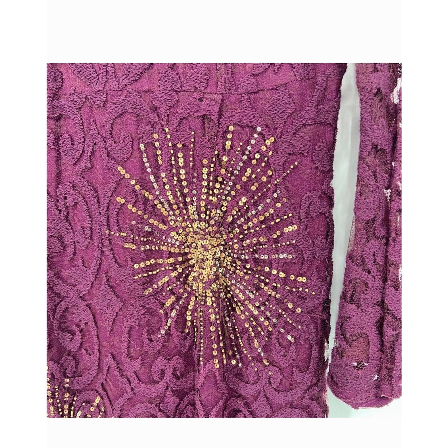 FREE People Women's Crochet Lace Starburst Dress Size 8 Plum Bell Sleeves (NWOT)