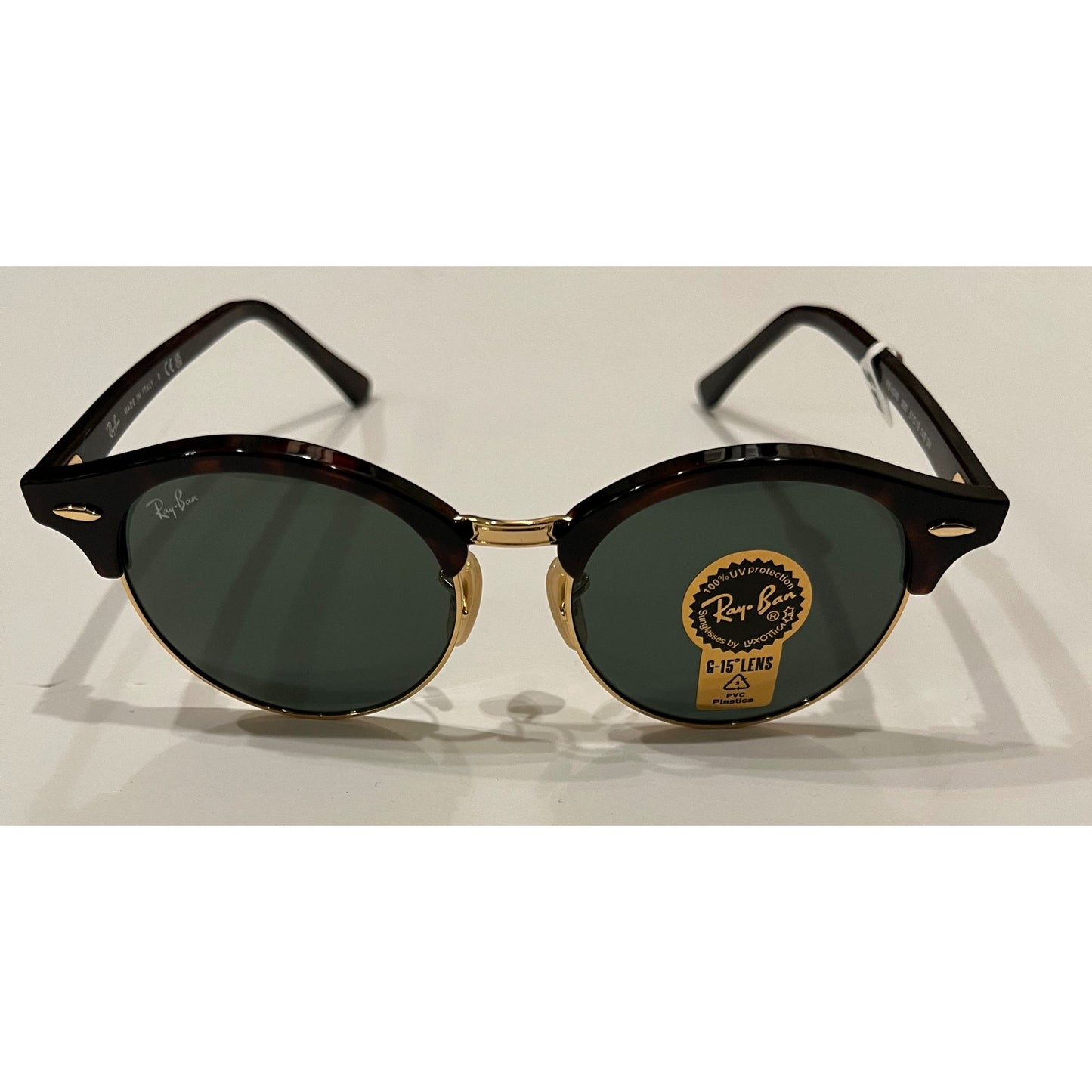 Ray-Ban Clubround Classic Sunglasses Red Havana Frame Green Lenses