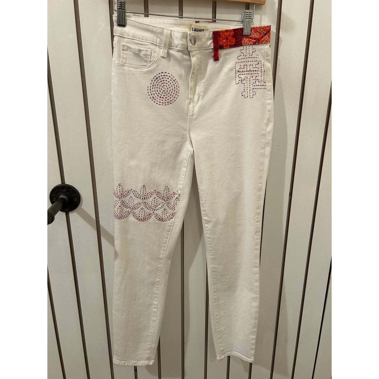 Embroidered Patch L’Agence White Denim Size 29