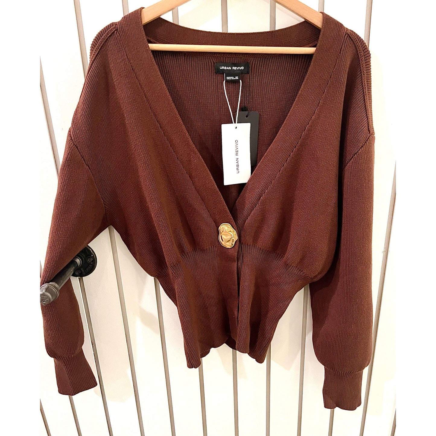 Urban Revivo Brown Gold Button Cardigan