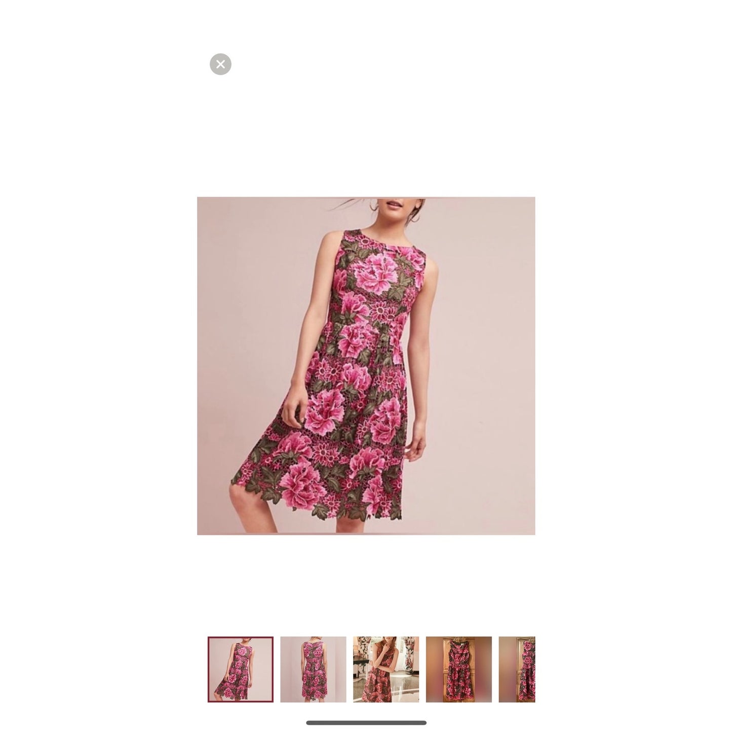 Anthropologie x Eri + Ali Laila Floral Dress Green and Pink NWOT