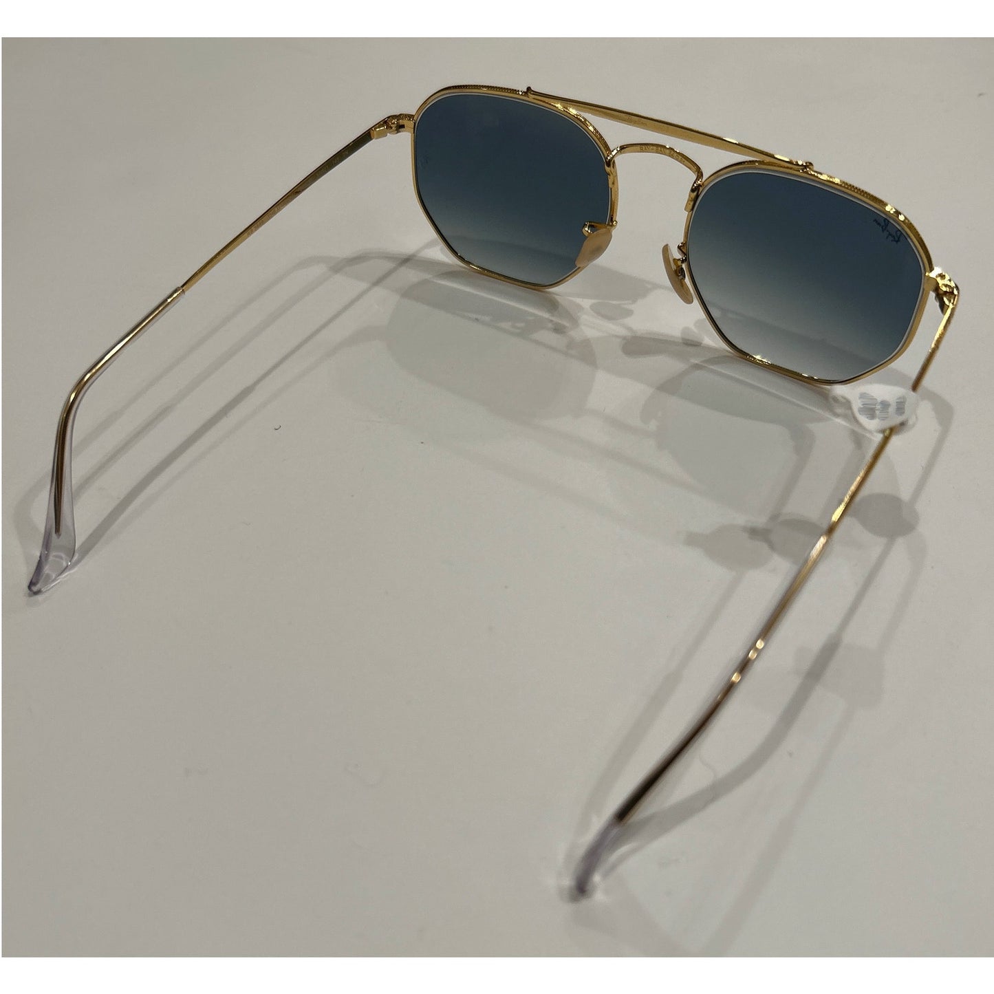 Ray-Ban The Marshall Sunglasses Gold Rim Light Blue Lenses Brand New