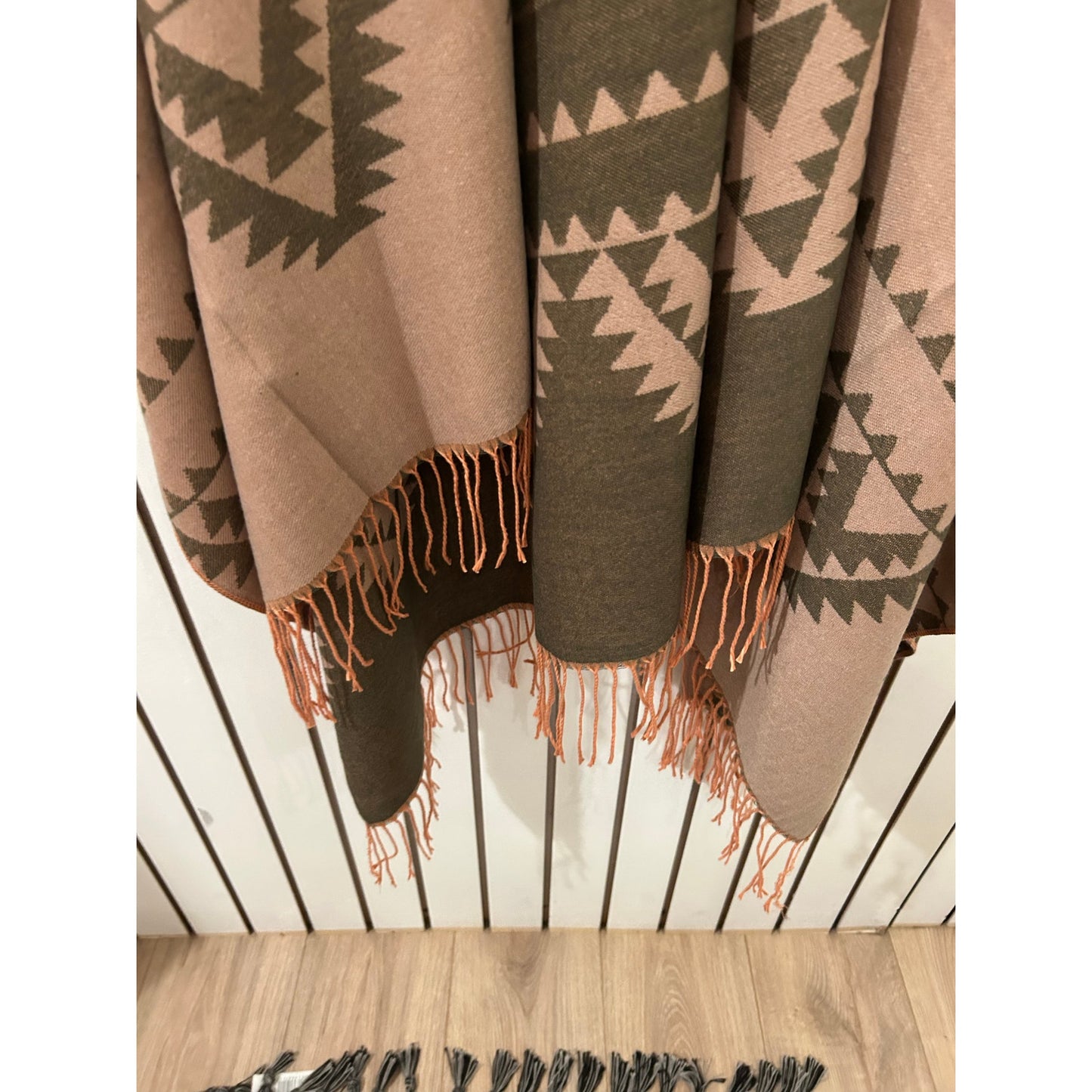 Mainstrip Reversible Poncho Tan and Brown