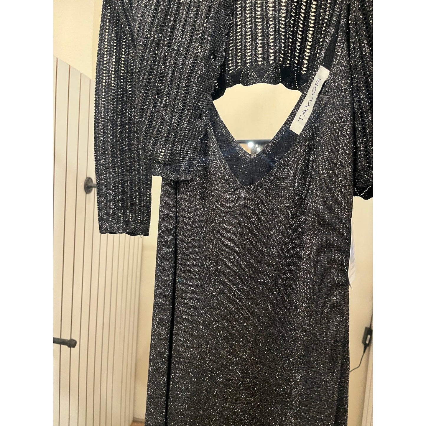 Taylor Sweater Dress Black and Silver NWOT
