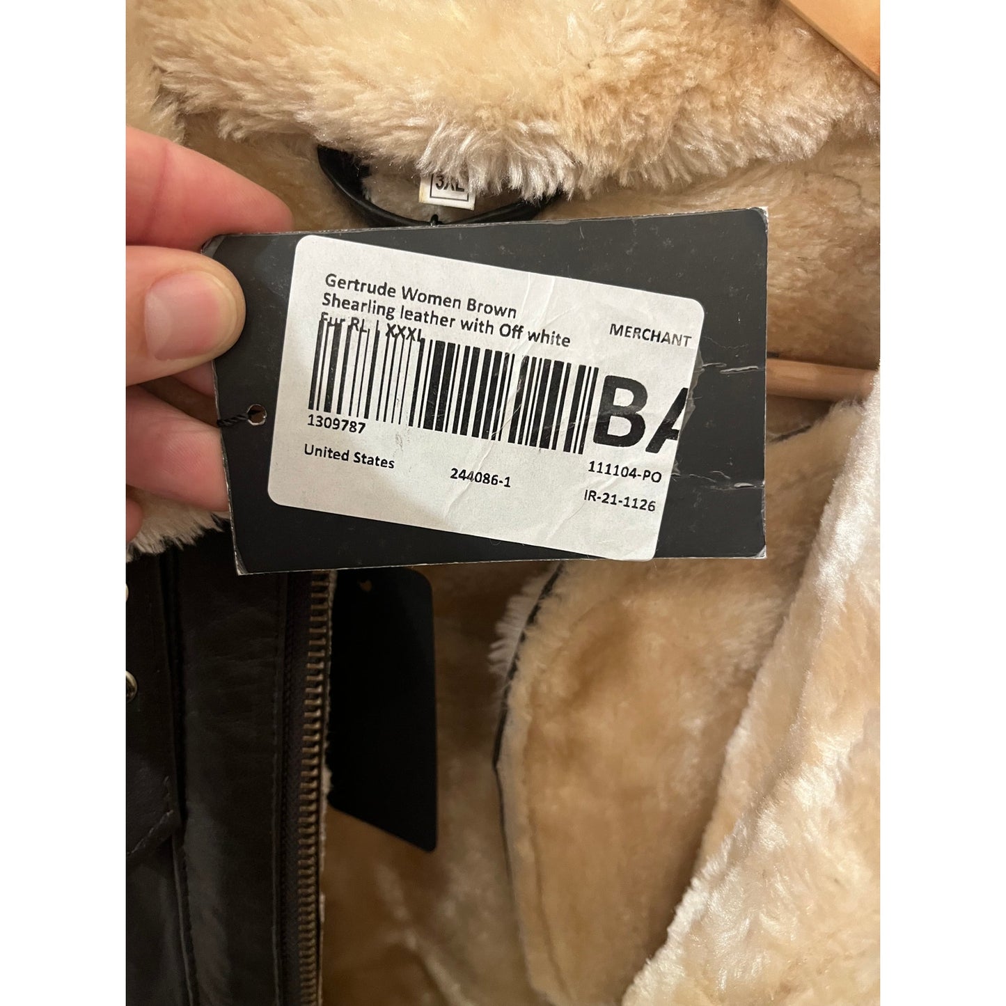 Angel Jackets Genuine Leather Gertrude Women Brown Sherling Jacket -  XXXL (fits more like XL)