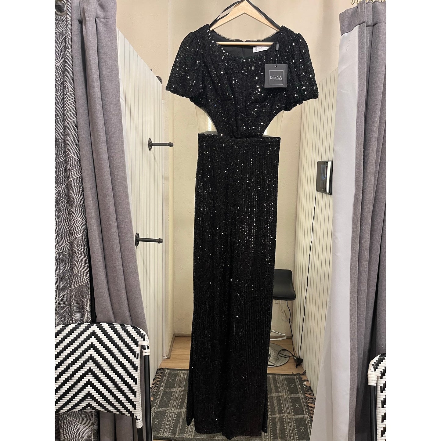 IEENA for MacDuggal Jumpsuit Sequin Black Size 4