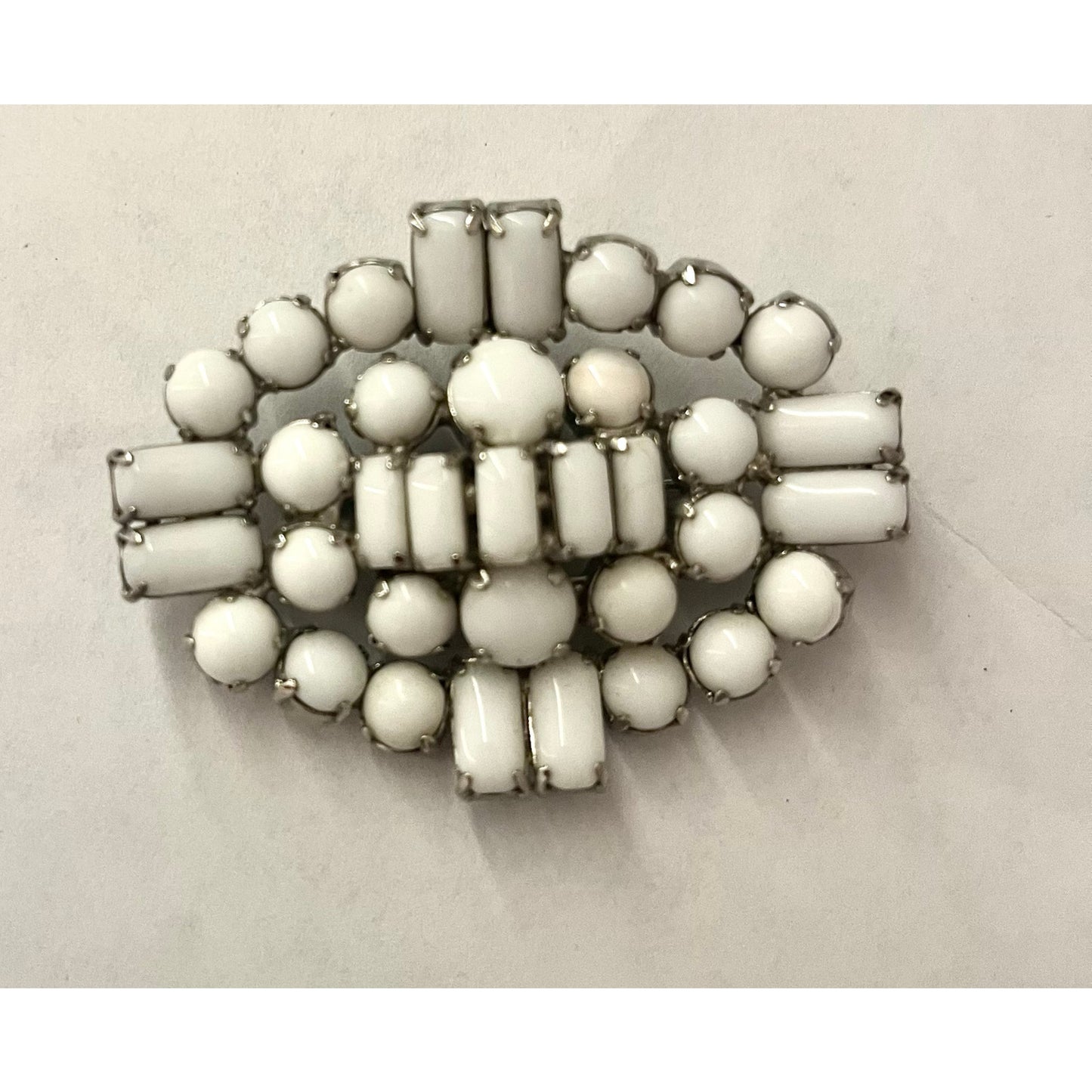Vintage Milk Glass Brooch