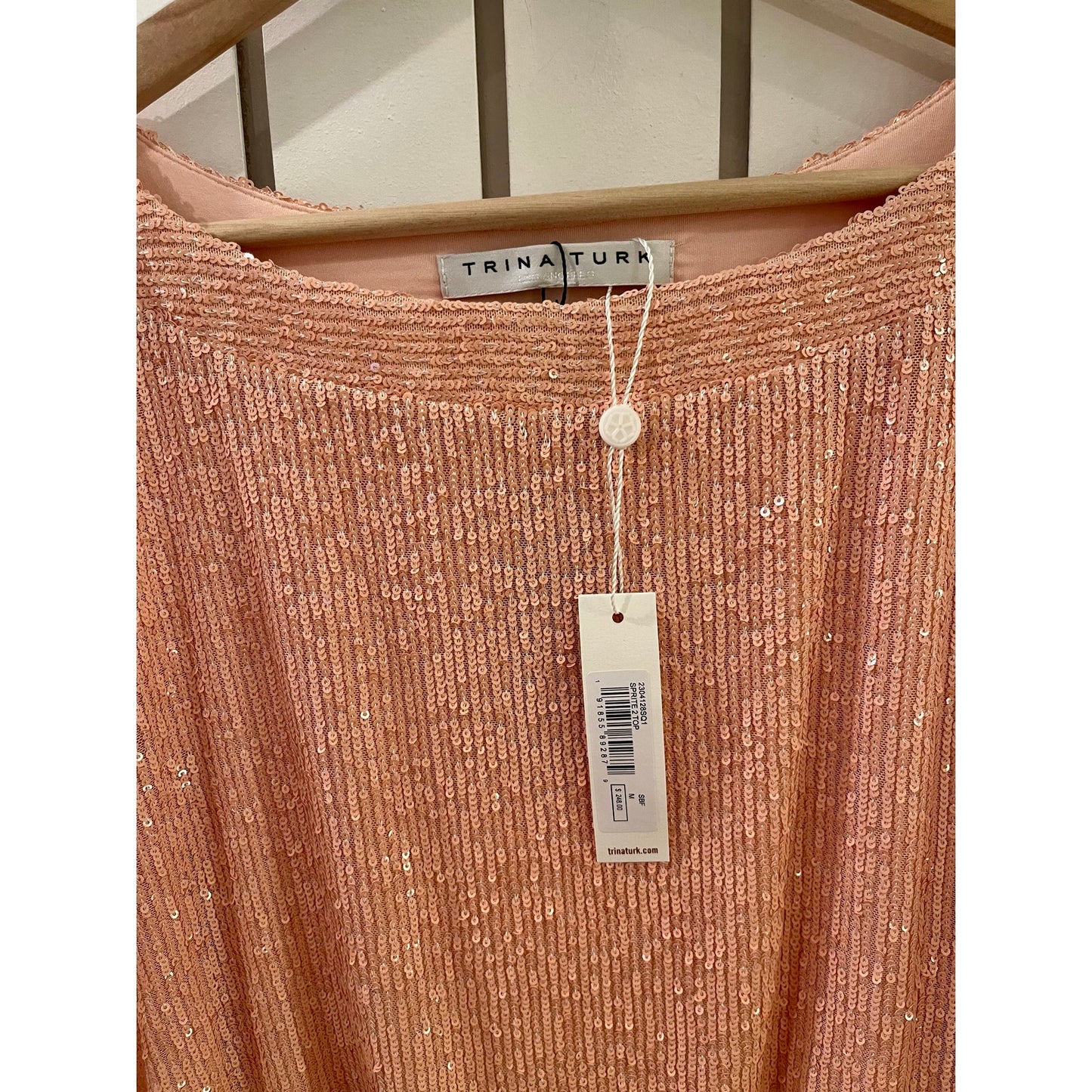 Trina Turk Pink Sequin Blouse NWT
