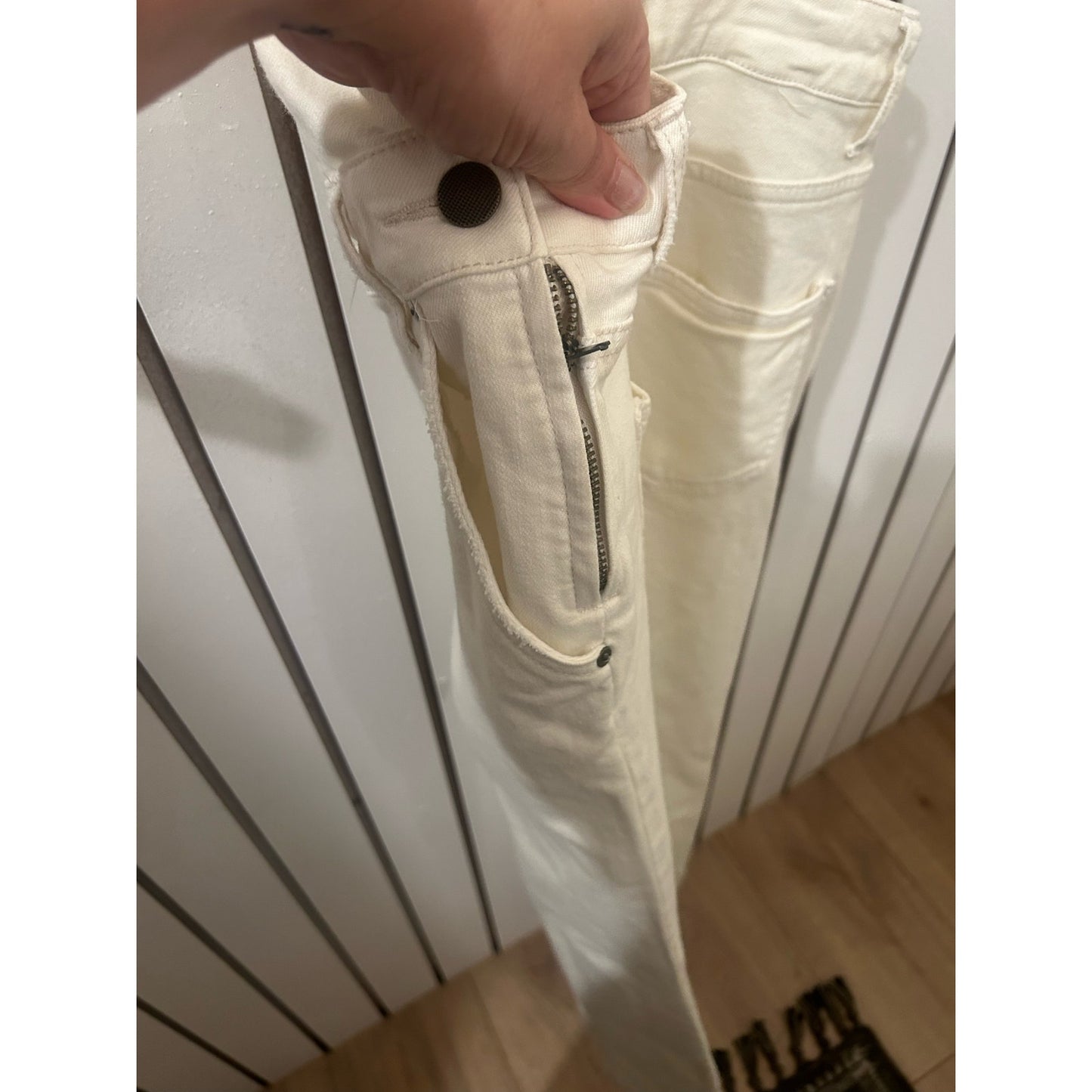 Free People Cream Overalls Size 27
