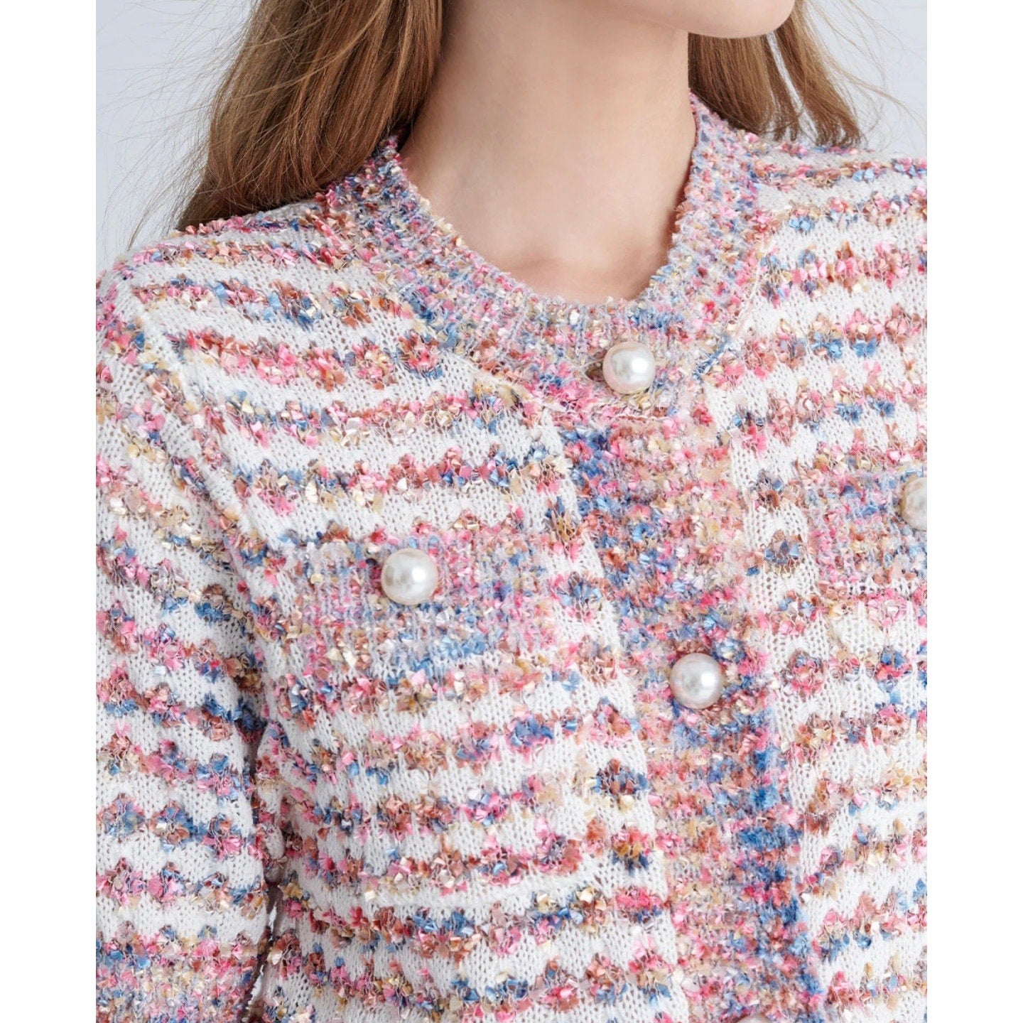 Urban Revivo Knit Sweater with Pearl Buttons Short Sleeved